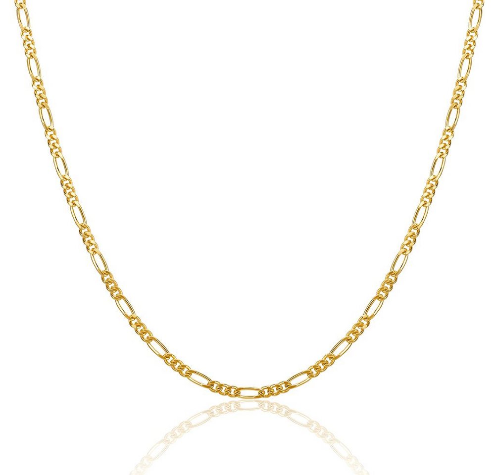 Miore Gliederkette SIL029C - 18 kt vergoldete Silberkette 46 cm - 925 Sterling Silber, Figaro Halskette mit 2,2mm Dicke - Made in Italy