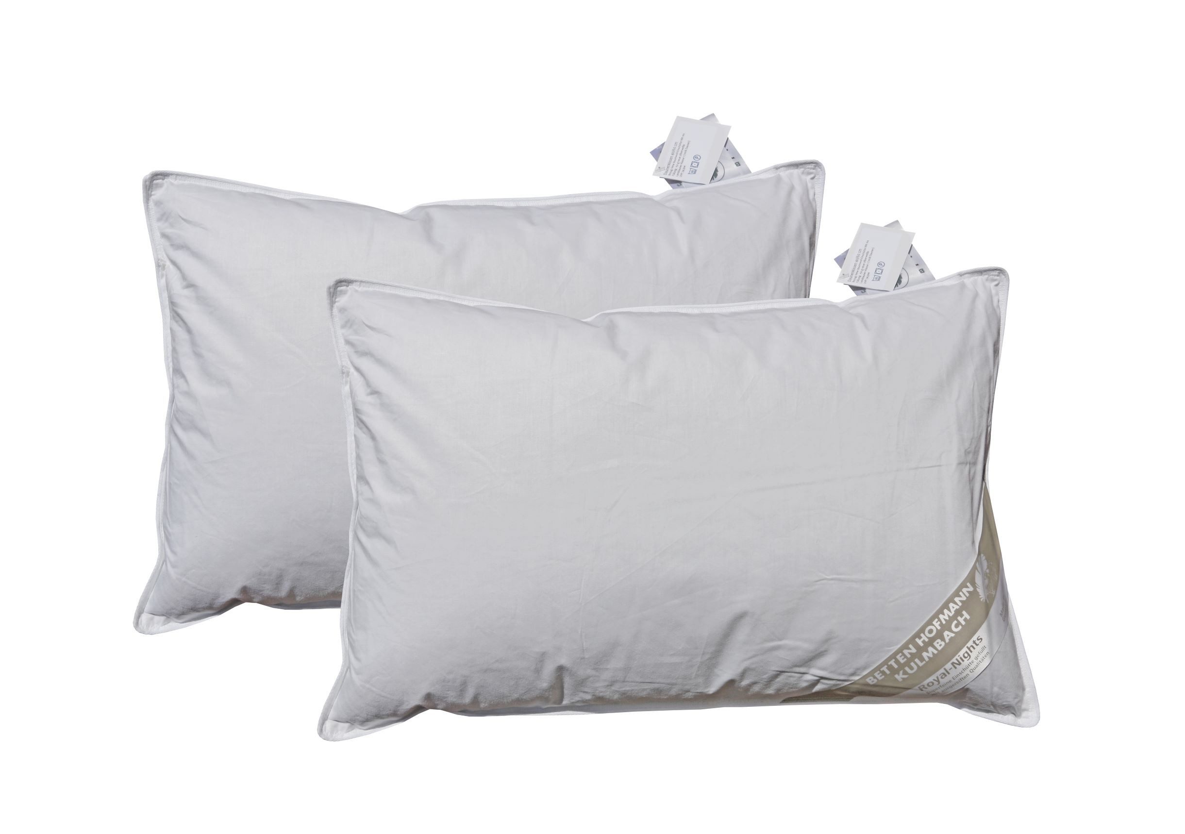 Betten Hofmann Kopfkissen 2 Stück Betten Hofmann Daunenkissen 40x60 cm mit 150 g aus 100% Daunen, Füllung: 100% Daunen, Bezug: 100% Baumwolle, Seitenschläfer, Bauchschläfer, Rückenschläfer, 2-tlg., im Set günstiger, kuschelweich, made in Germany, hypoalle