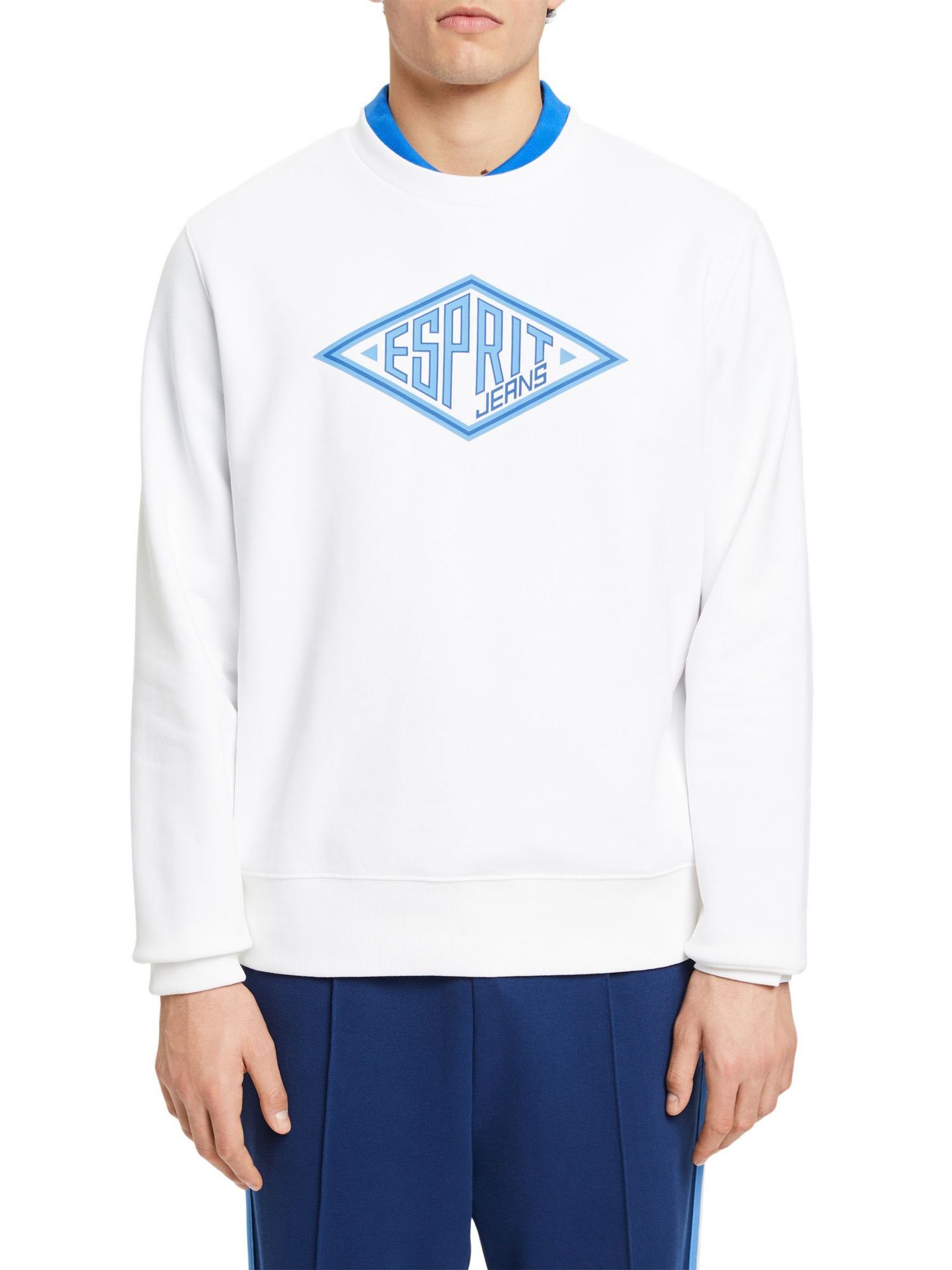(1-tlg) WHITE mit Sweatshirt Rundhals-Sweatshirt Logoprint Esprit