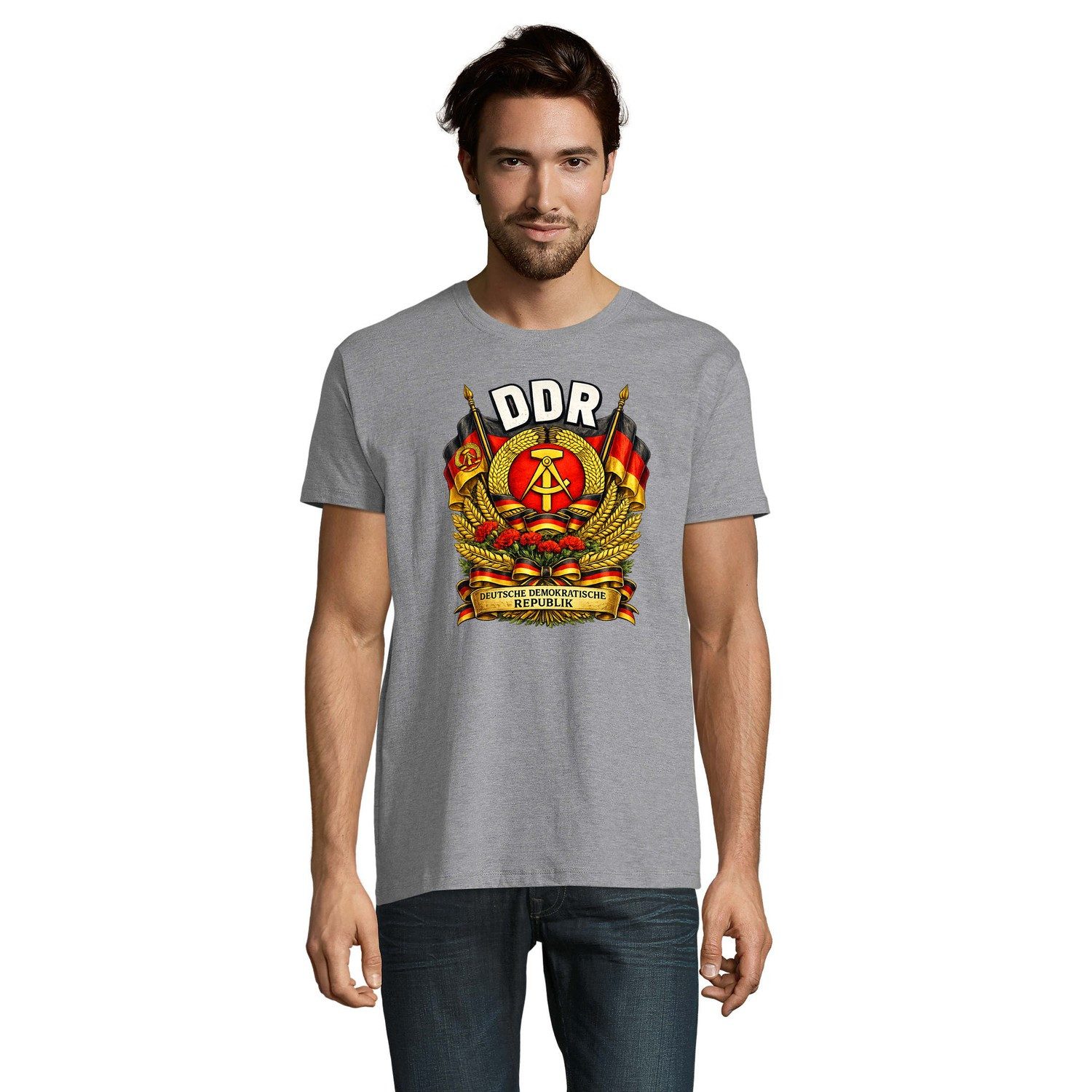 Blondie & Brownie T-Shirt DDR Herren Tee Print Deutsche Demokratische Republik Ostalgie Motiv (Einzelstück, Einzelartikel) DDR Herren Tee Republik Erinnerungsmotiv