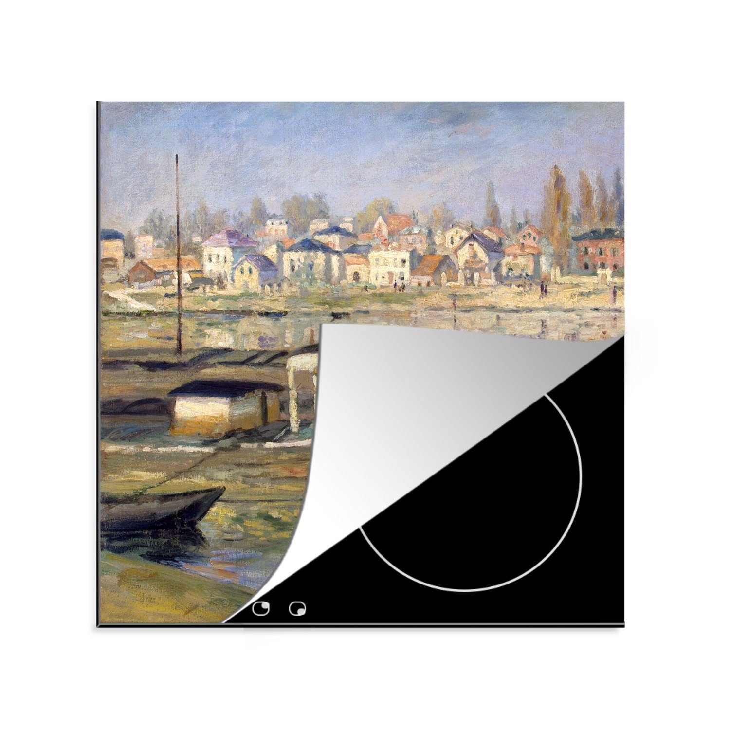 MuchoWow Herdblende-/Abdeckplatte Die Seine bei (1 Vinyl, cm, Ceranfeldabdeckung, Claude Monet, küche tlg), - Arbeitsplatte 78x78 Asnières für