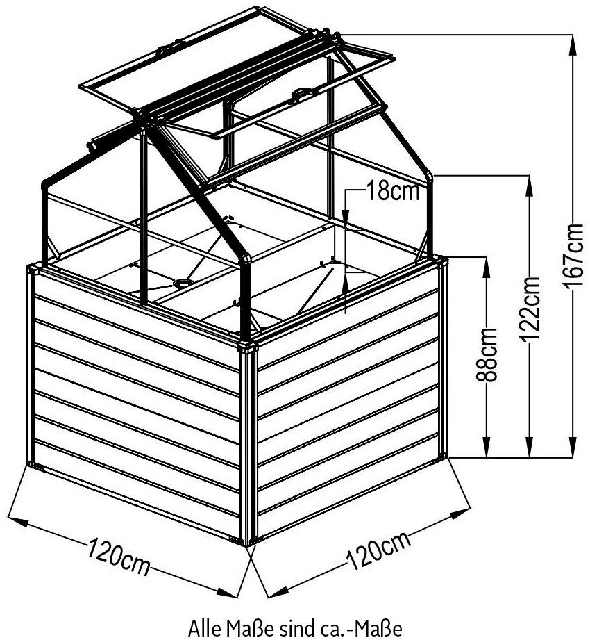 WESTMANN Hochbeet Store & Grow, BxTxH: 120x120x169 cm