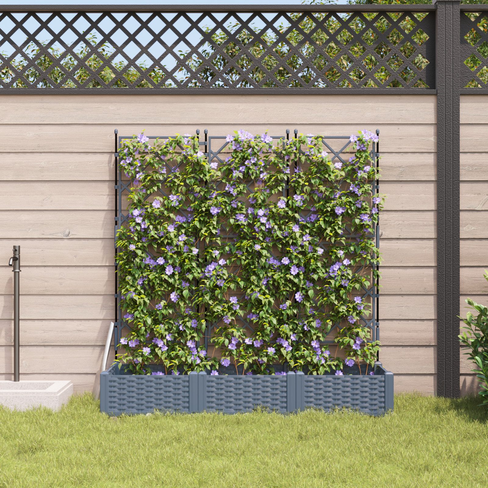 vidaXL Blumentopf Pflanzkasten mit Rankgitter 3 günstig online kaufen