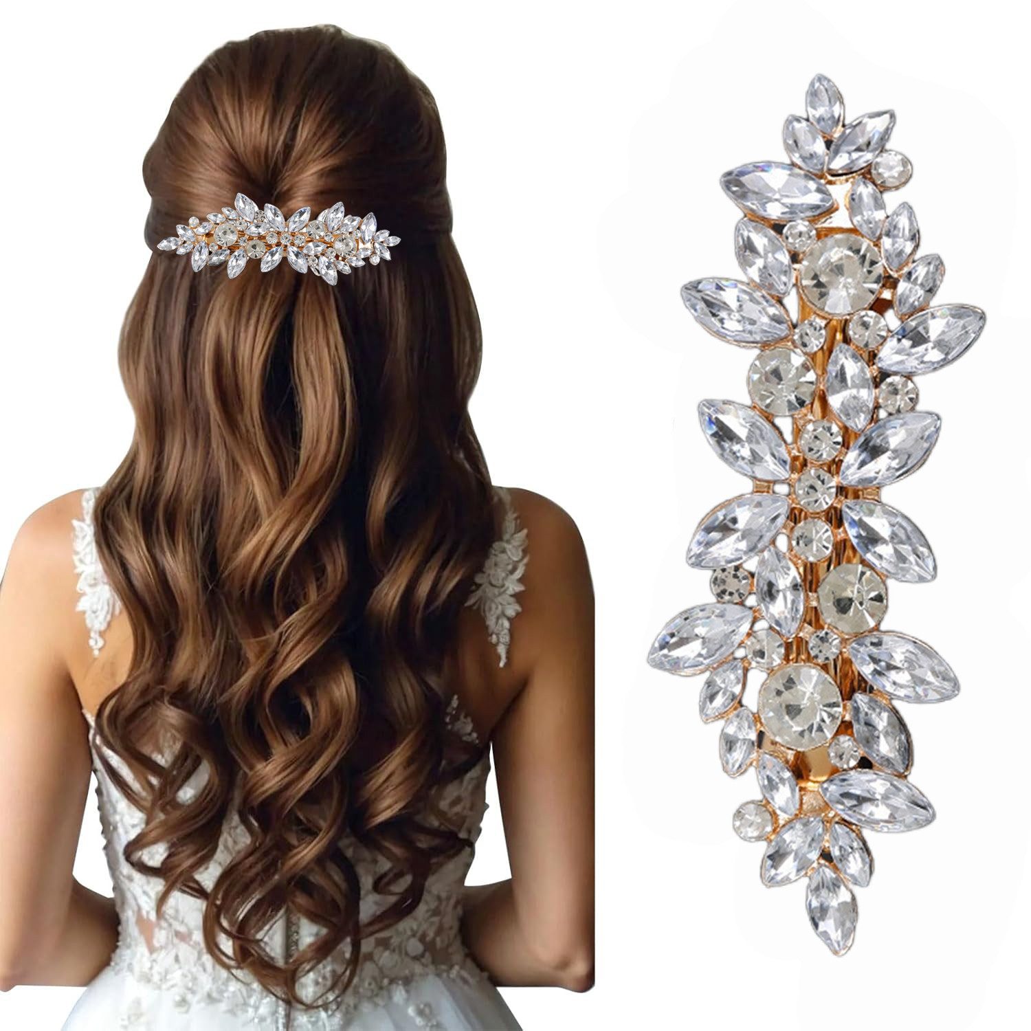 Zaewry Haarspange Strass Haarspangen mit Perle, Braut Haarschmuck für Frauen, Funkelnde Kristall Haarnadeln, Ausgefallene Blumen Haarspangen, für Hochzeit, Braut, Langes und kurzes Haar.