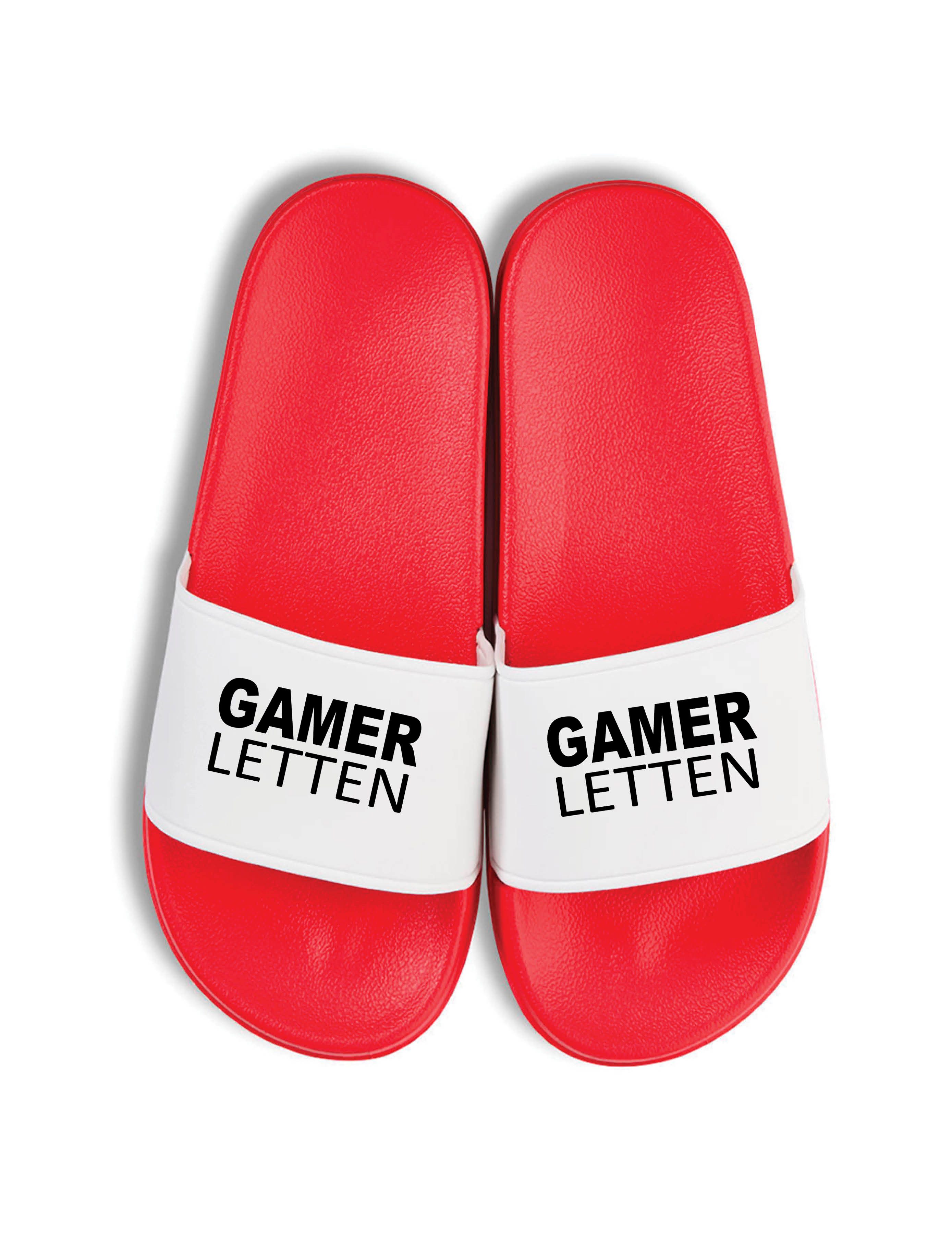 Youth Designz Herren Damen Badelatschen "Gamer Letten" Fun-Print lustig Geschenk Badeschuh mit witzigen Aufdruck für Männer und Frauen Statement