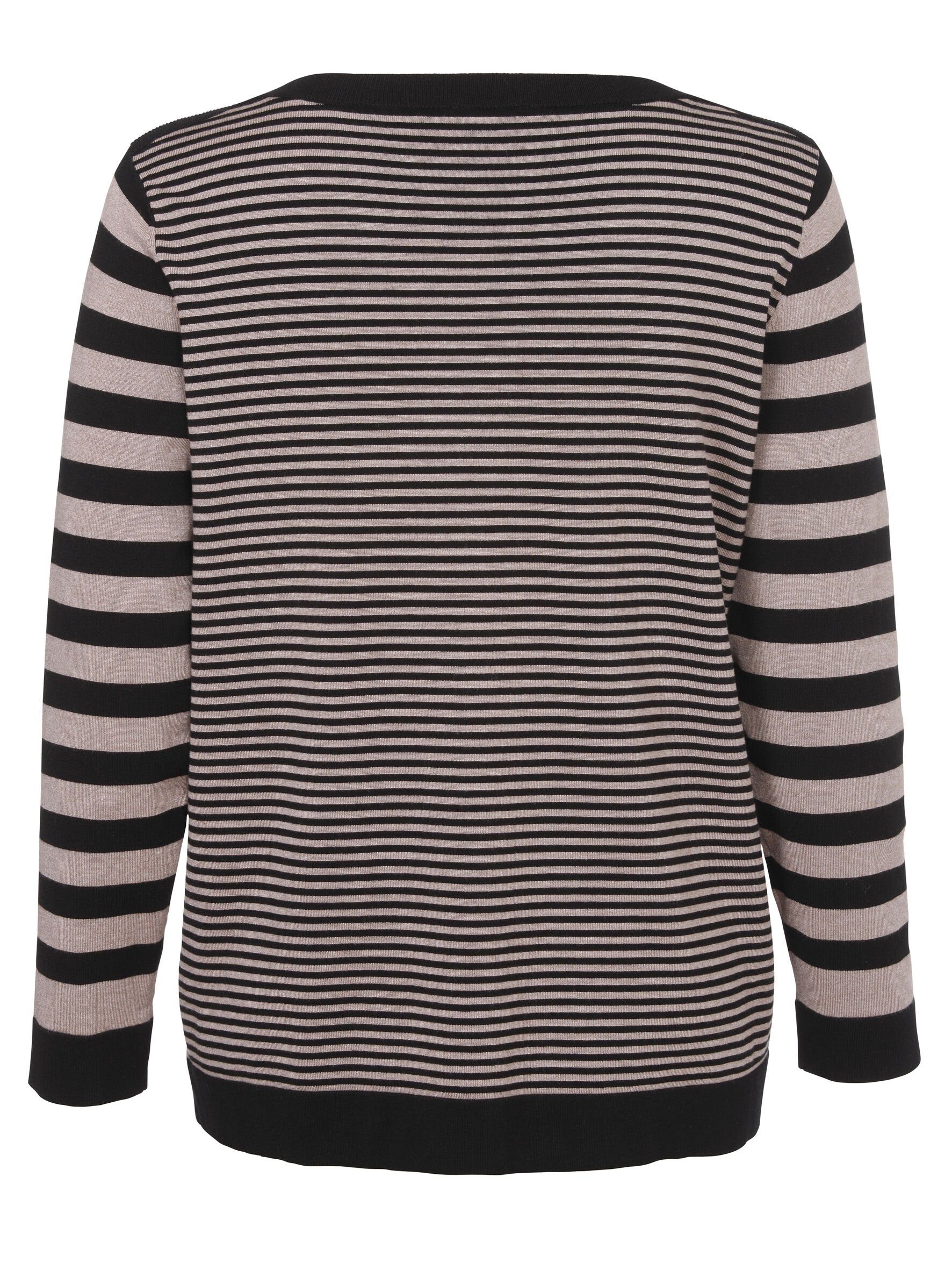 VIA APPIA DUE Rundhalspullover Modischer Pullover mit gestreiftem Allover-M günstig online kaufen