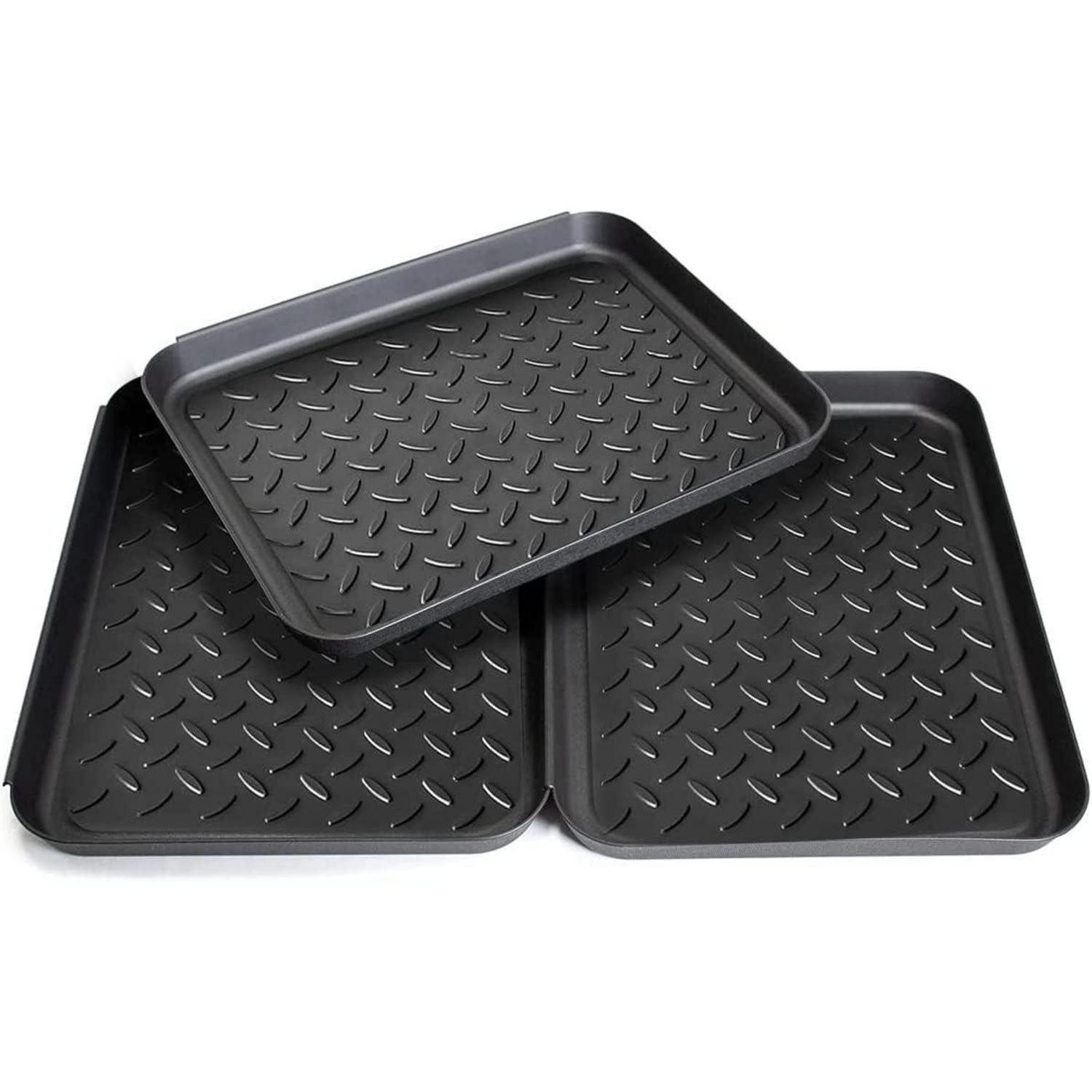 LuxusKollektion Schuhabtropfschale Schuhmatte Schuhwanne Kunststoff 3er Set 35x27 cm, für Schuhe Regen