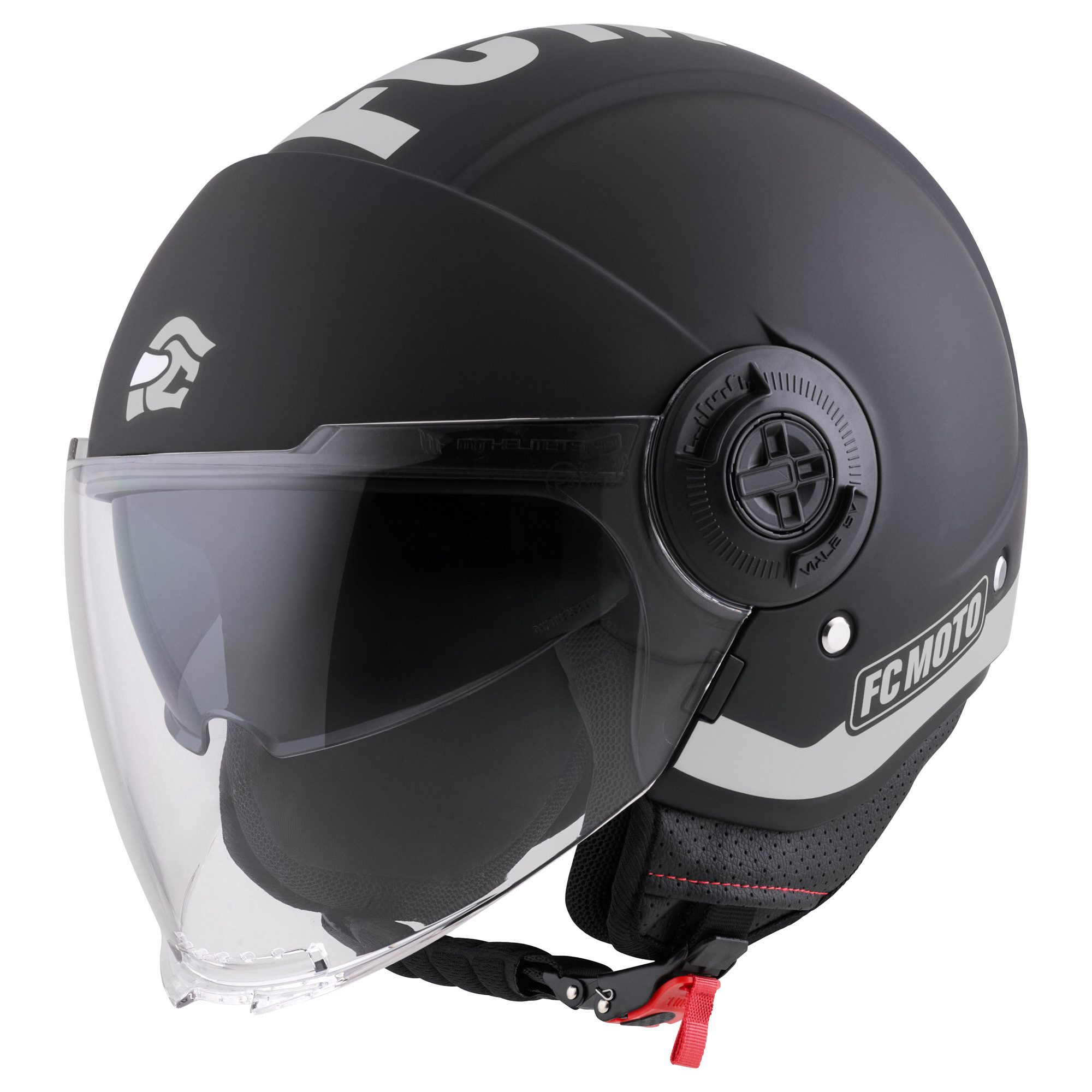 FC-Moto Motorradhelm Ralgo Jethelm, Herausnehmbares Innenfutter,integriertes Sonnenvisier