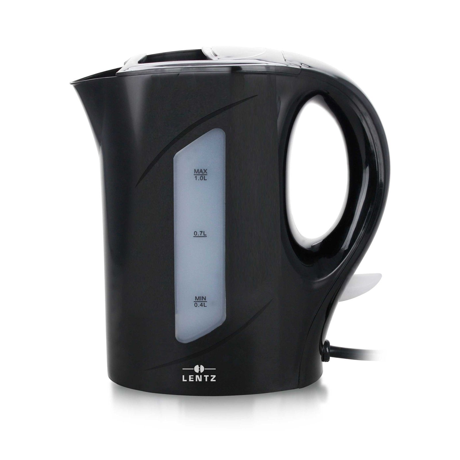 Lentz Wasserkocher Wasserkocher 1 Liter, 1 l, 900 W Schwarz