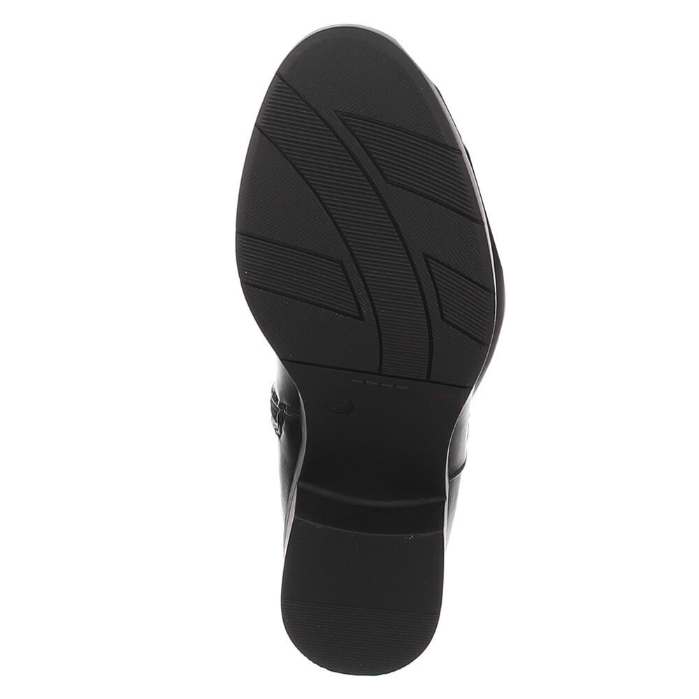 Ital-Design Damen Langschaftstiefel mit Schnalle, flacher Absatz Stiefel (92125604) Blockabsatz Flache Stiefel in Schwarz