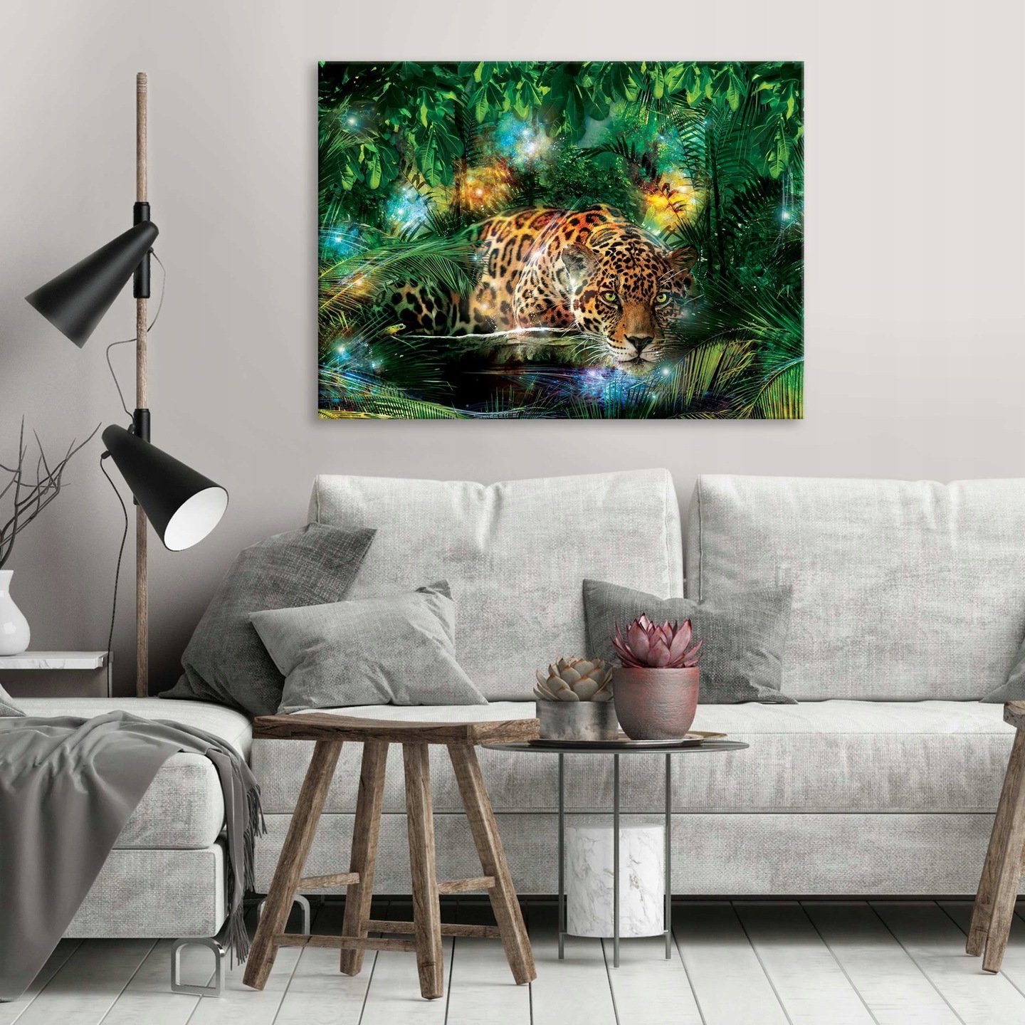 Leinwandbilder Auf Aufhängefertig Modern für (Einteilig), Schlafzimmer, Wohnzimmer Bild Tiger Wandbilder Wandbild Groß Wallarena Leinwand Kunstdruck XXL Leinwandbild Wald Bilder Modern Dchungel Leopard Tiere Canvas