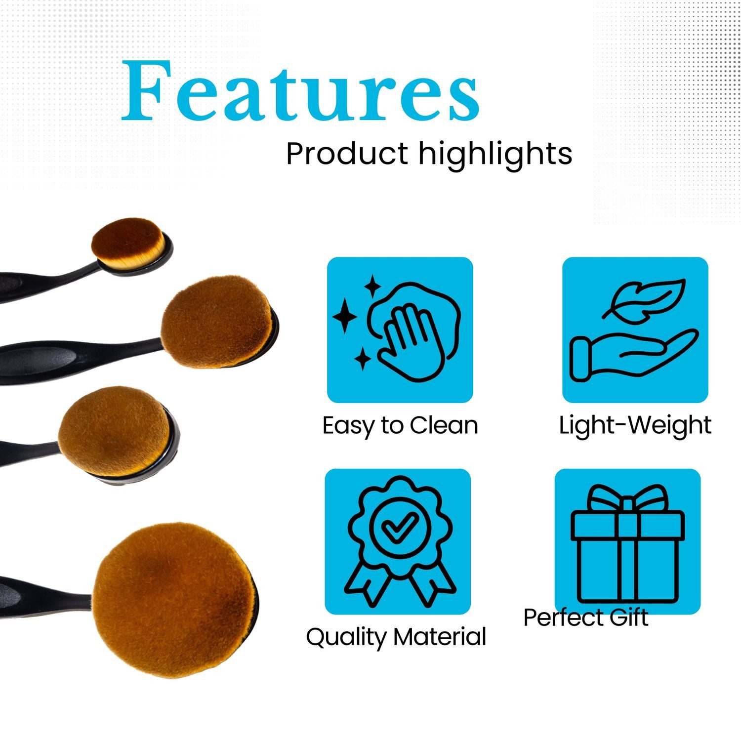 Intirilife Kosmetikpinsel-Set, 1 tlg., Make Up Pinsel Oval in Größe 2 - Pinsel Durchmesser 3.5 cm