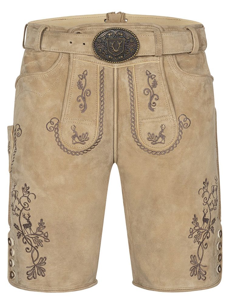 KRÜGER BUAM Trachtenlederhose Lederhose Milian hellbraun mit Gürtel