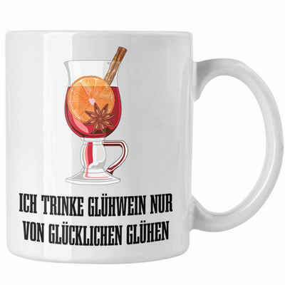 Trendation Tasse Trendation - Glühwein Tasse Lustig Spruch Glühweinbecher mit Henkel Doppelwandig Glühweintassen Gläser Weihnachtsmarkt Becher Tassen Geschenk - Von Glücklichen Glühen