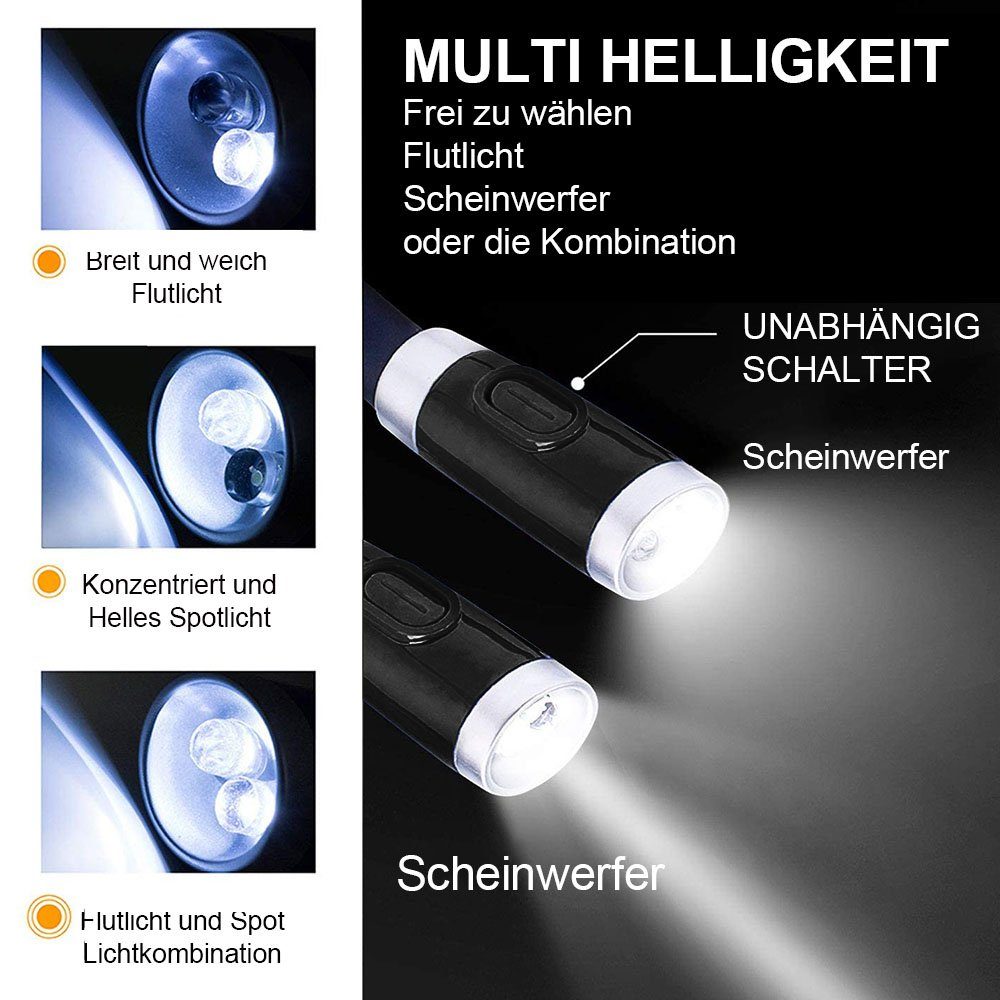 Hals Buch, 4 LED Helligkeitsstufen Leselampe Buchlampe GelldG Leselampe
