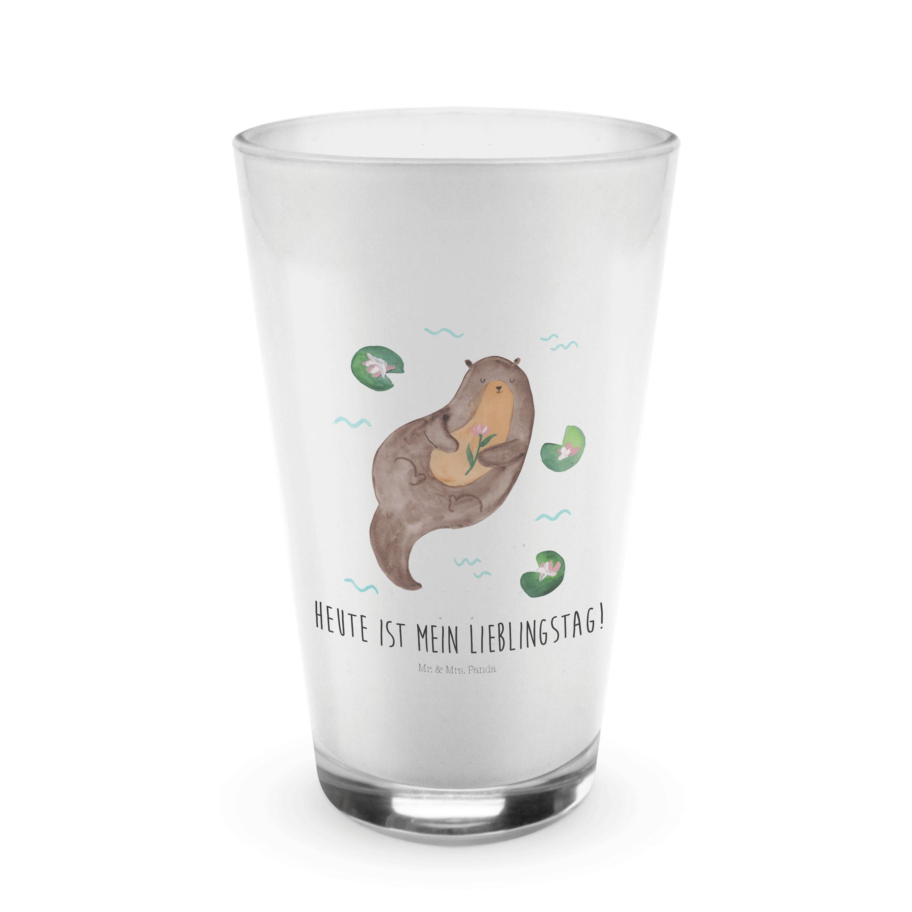 Mr. & Mrs. Panda Glas Transparent - Glas Otter mit Premium Seerose Fischott, - Glas, Cappuccino Geschenk