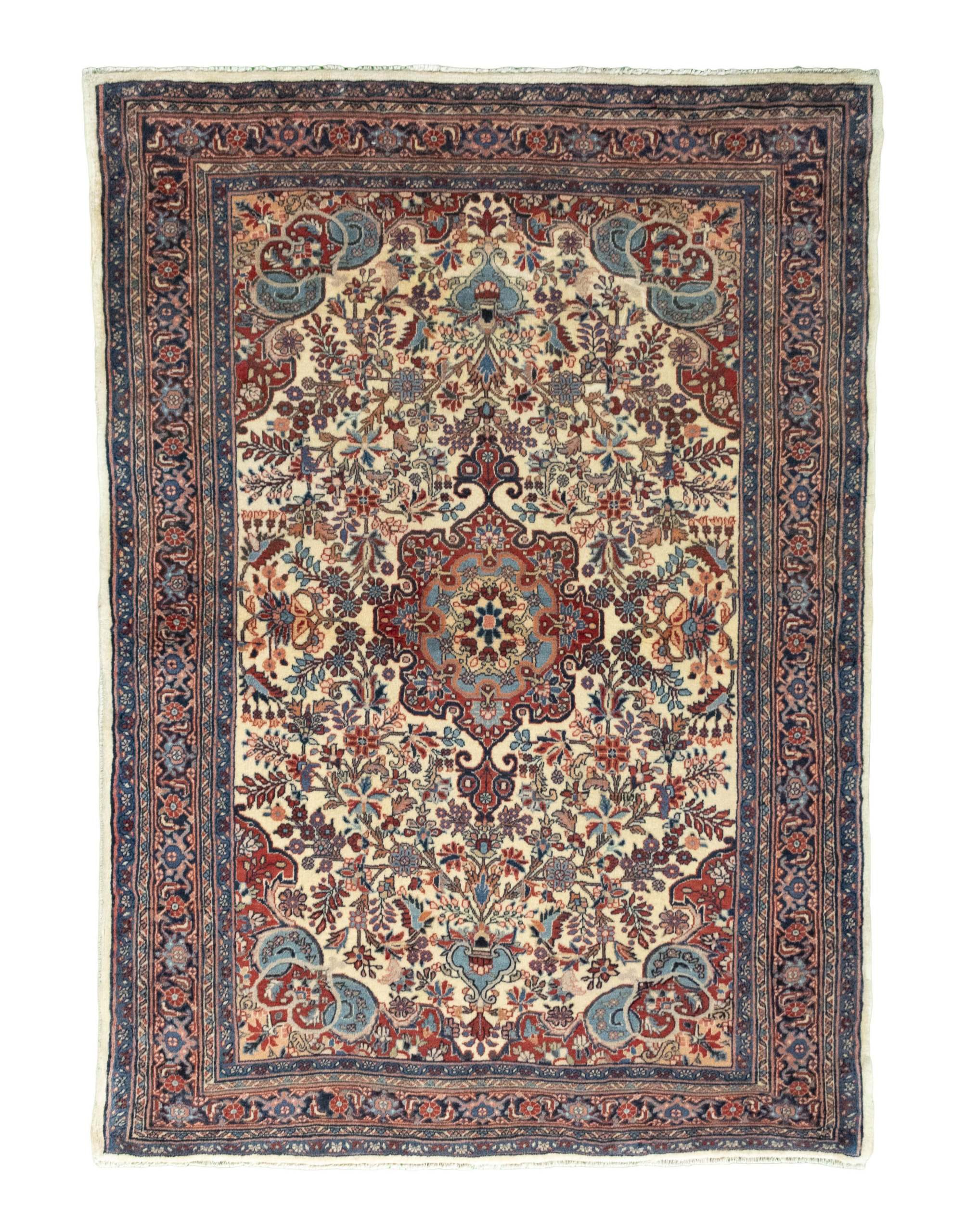 CABBEL Orientteppich 151x106 cm Perser Bidjar Beige Schurwolle Handgeknüpft Klassisch, rechteckig, Höhe: 9 mm, 100% Schurwolle – weich, pflegeleicht, solide Knüpfdichte