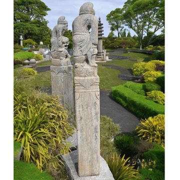 Asien LifeStyle Gartenfigur Asiatische Tempellöwen Wächterlöwen Naturstein Stelen China Garten