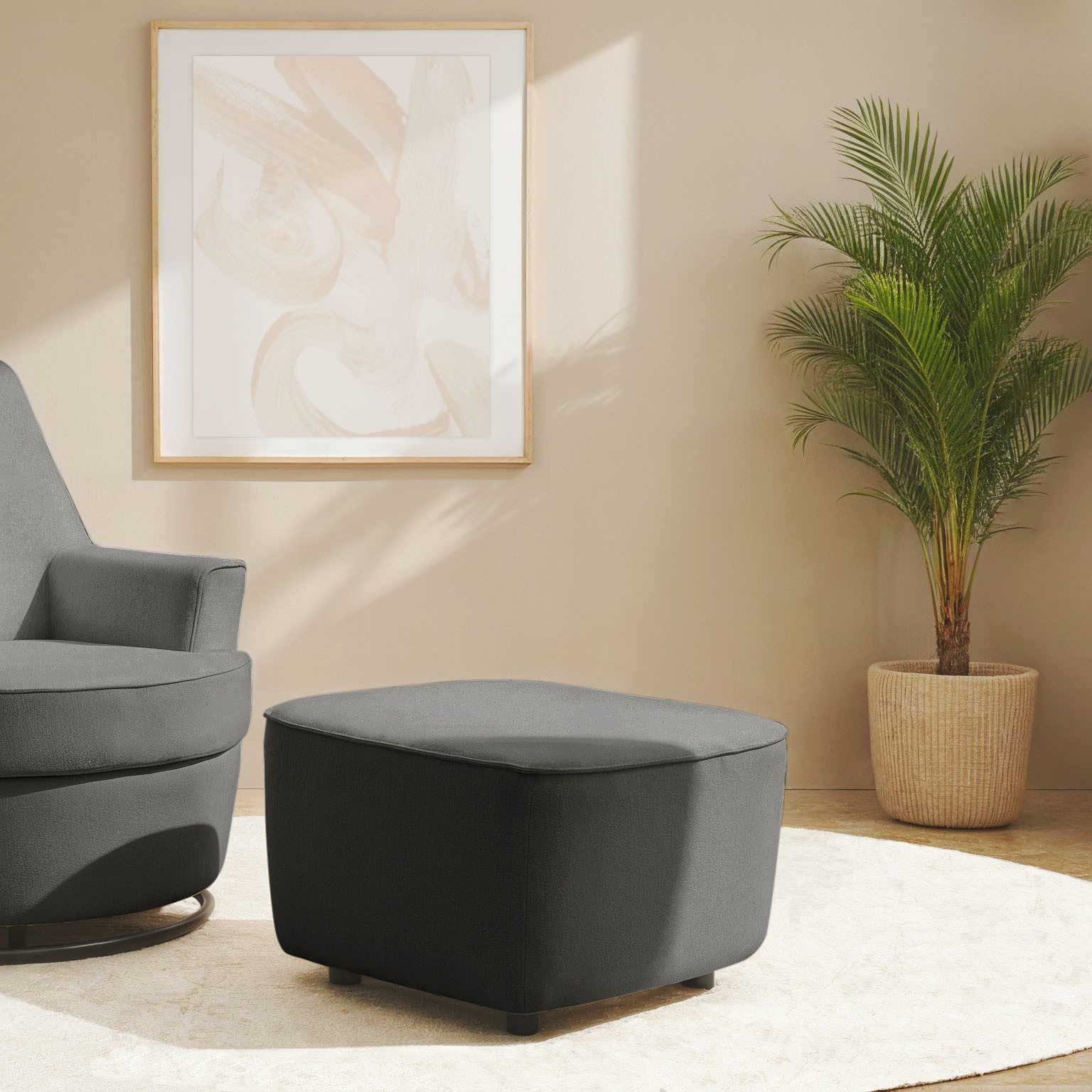Polsterhocker HETTY, passender Hocker zum Drehsessel HETTY, 56 x 60 x 40 cm