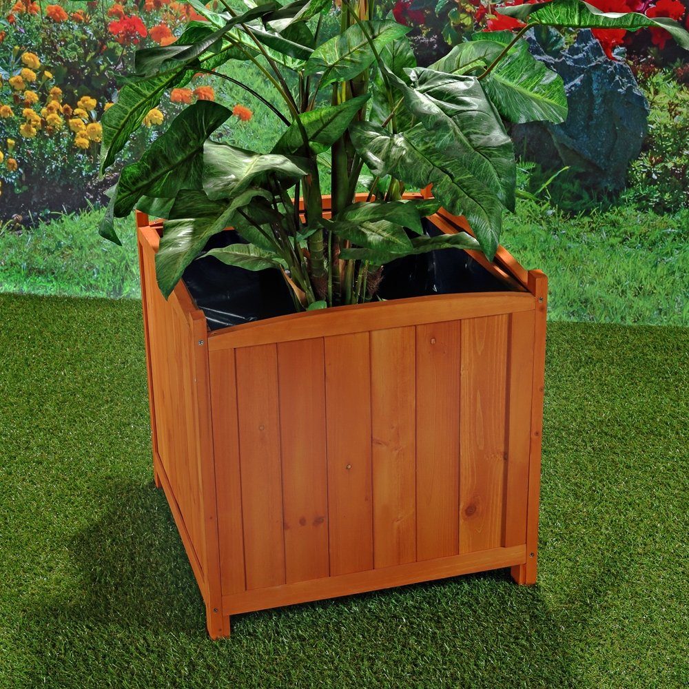 Mucola Pflanzkübel 2er Set Blumentopf eckig Pflanztrog 50cm Blumenständer Blumenkasten (Stück, 2 St., Blumentopf Pflanztrog), Innenfolie
