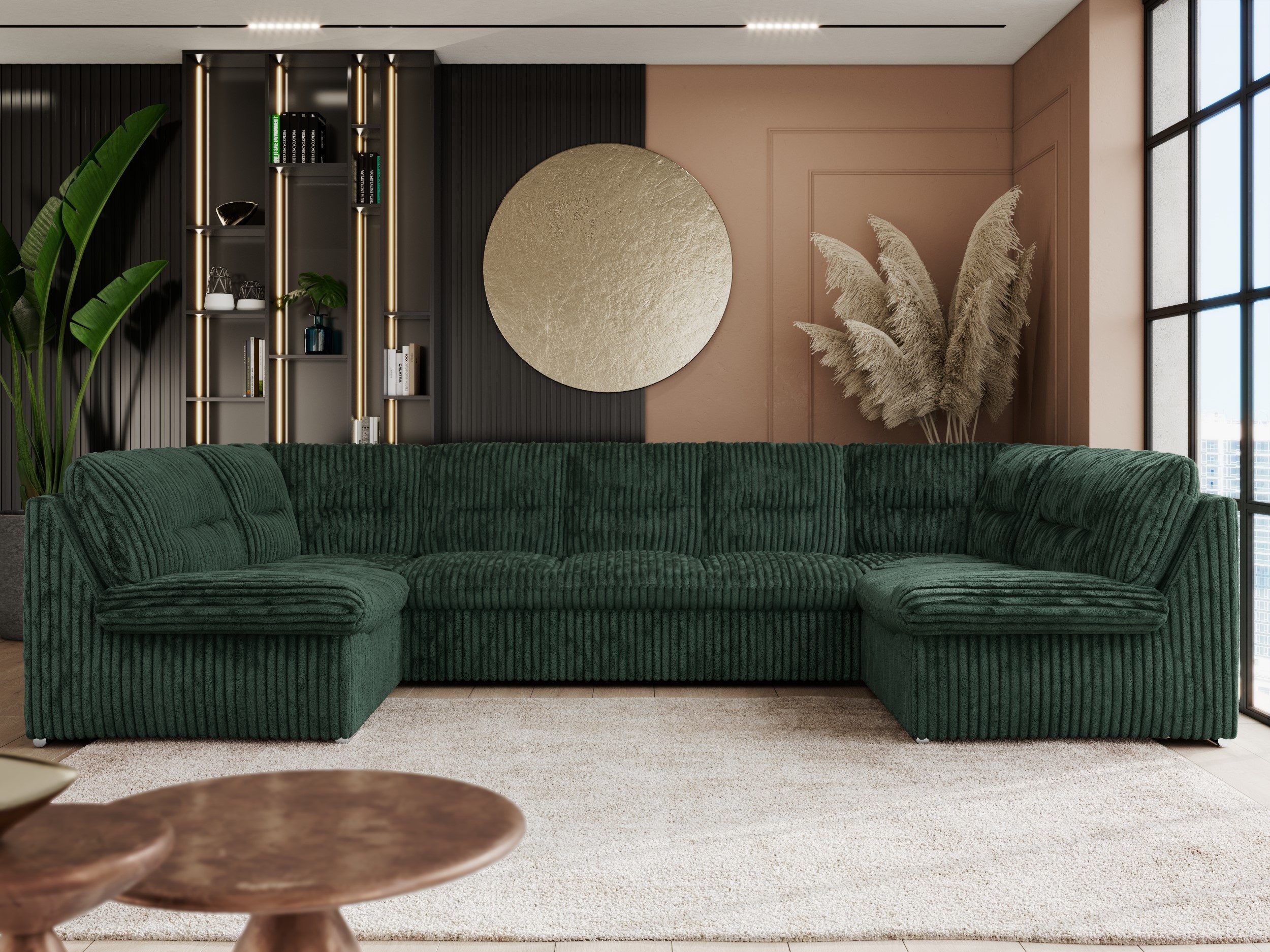 MKS MÖBEL Ecksofa COMODO U, Set, Sofa big XXL, Wellenfedern, Wohnlandschaft XXL, mit Schlaffunktion, Bettfunktion, U-form Ecksofa, Schlafsofa, HR-Schaum