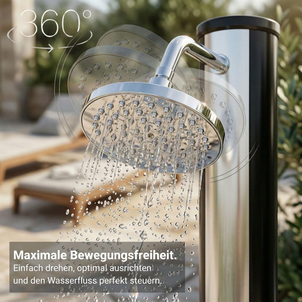 NovaTerra Solardusche Gartendusche Campingdusche mit Bodenelement 20/35/40/60L bis 60°C, Schwenkbarer Regenduschkopf, Inkl. Bodenelement & Schutzhaube