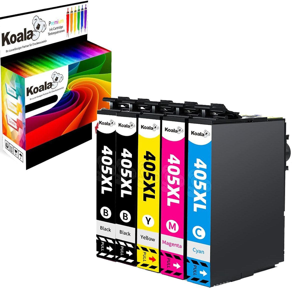 Koala 5er Epson 405XL Patronen für WorkForce Pro WF 3820 4820 4830 3825 Tintenpatrone (Packung, Epson 405 XL C13T05G64010 für Workforce WF-3820DWF 4820DWF 7840DTWF)