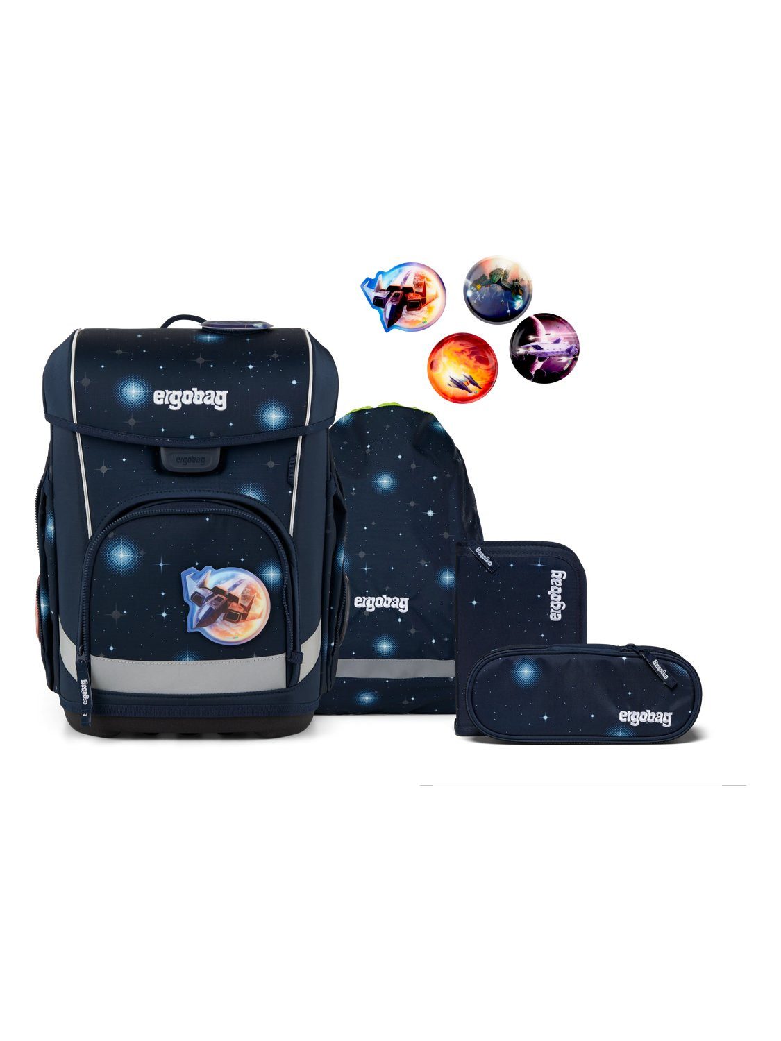 ergobag Schulranzen cubo light Set (5-tlg., 5-teiliges Set), wiegt nur 780g