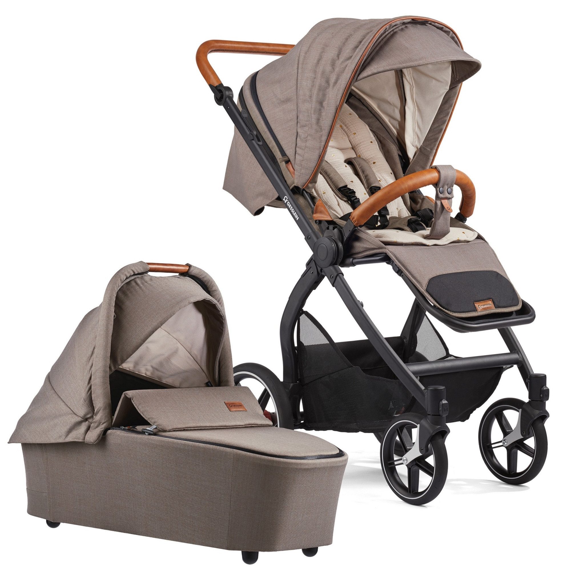Gesslein Kombi-Kinderwagen Gesslein FX4 Swing 2in1 Kinderwagen-Set inkl. Babywanne Panorama Lyx