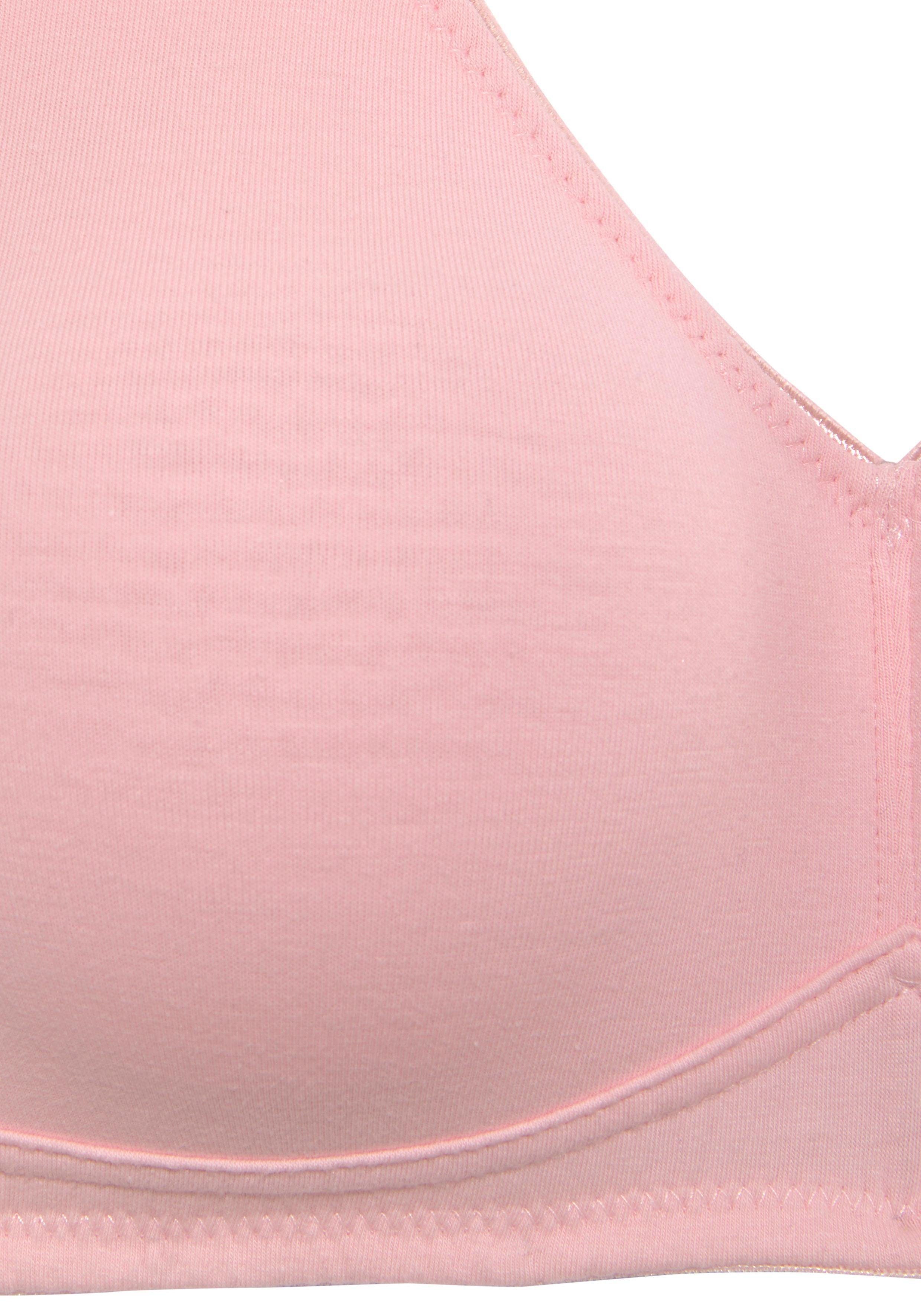 petite fleur Soft-BH (Packung, Dessous rosa+weiß Bügel, aus Stück) weicher Basic Baumwolle, ohne 2