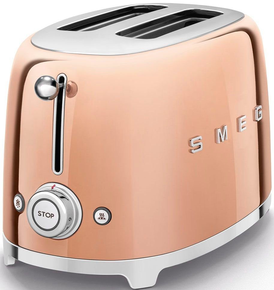 Smeg Toaster TSF01RGEU, 2 kurze Schlitze, 950 W, 2-Schlitz, Kompakt