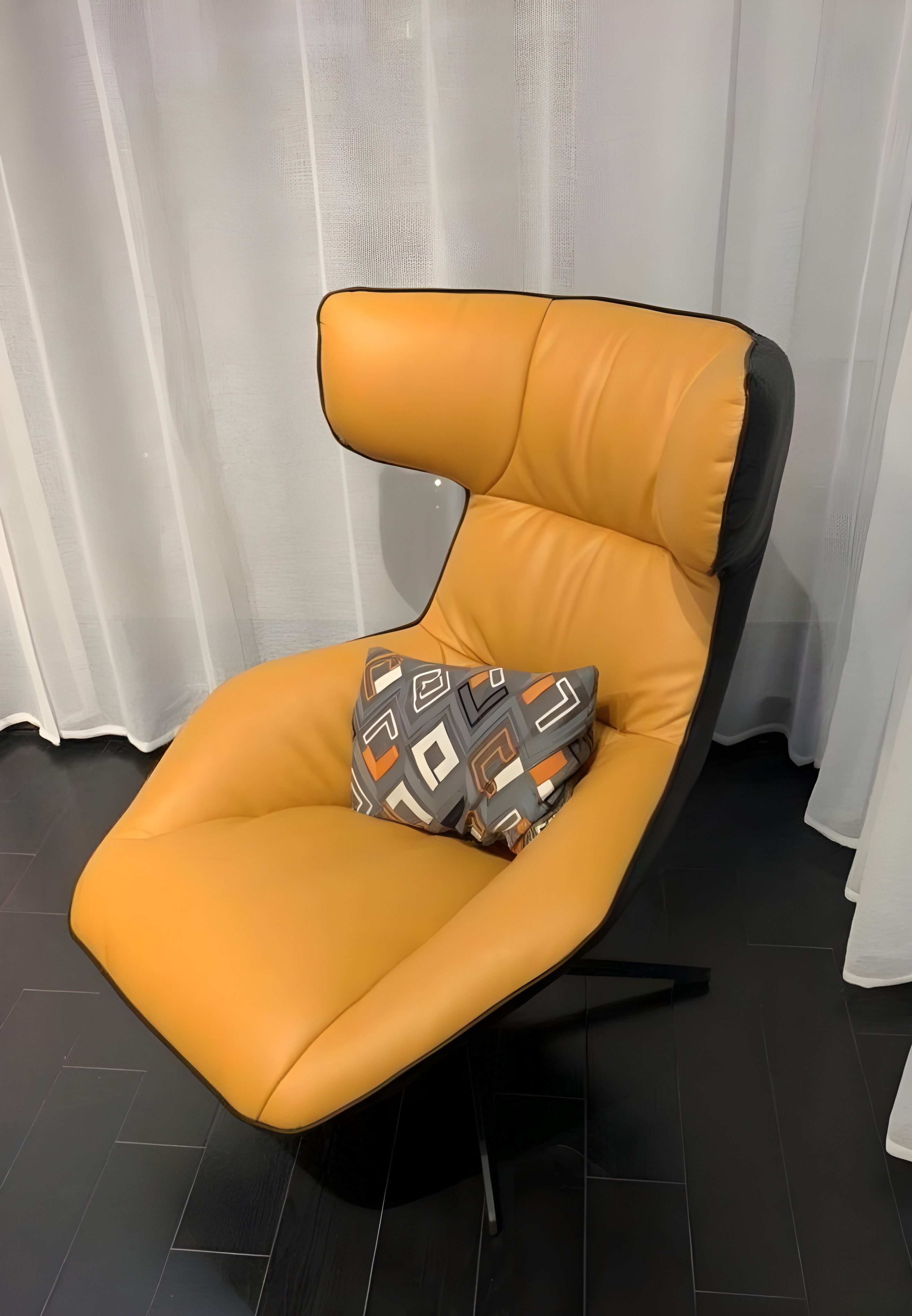 Xlmoebel Loungesessel Eleganter blauer Ledersessel für stilvolles Wohnen (1-St., Sessel), Hergestellt in Europa