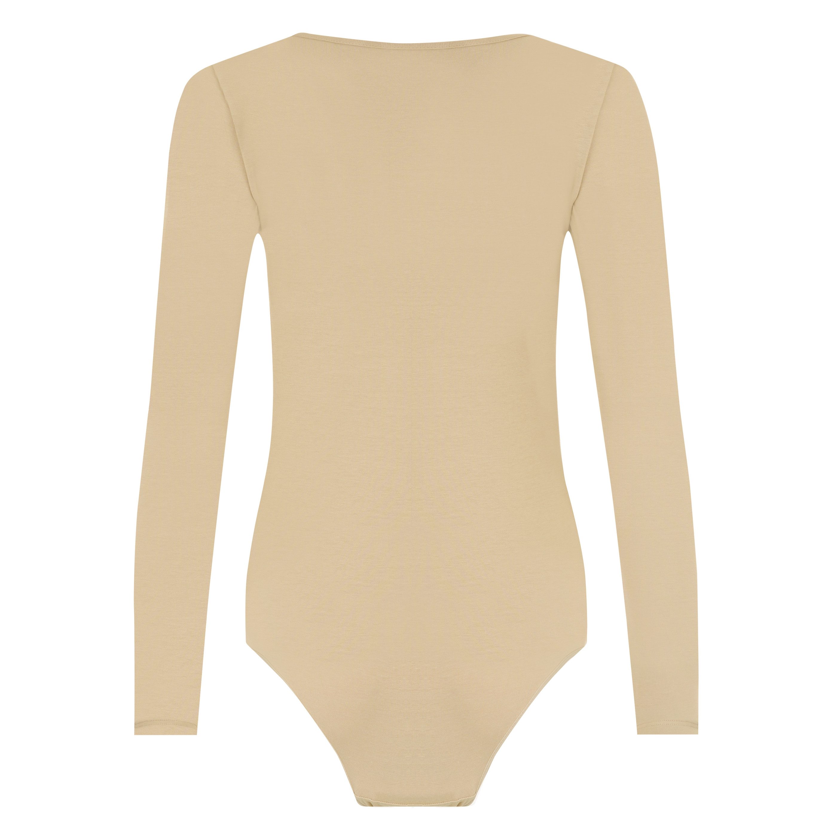 Evoni Body Damen Langarmbody V-Dekollete Tüll Blickdicht – Bild 4 von 5