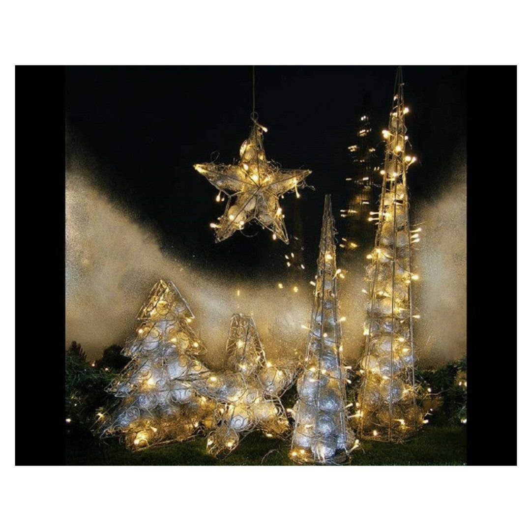 Gartenpirat LED Dekoobjekt Pyramide 60 cm aus Draht 30 LED warmweiß Weihnachtspyramide Innendekor