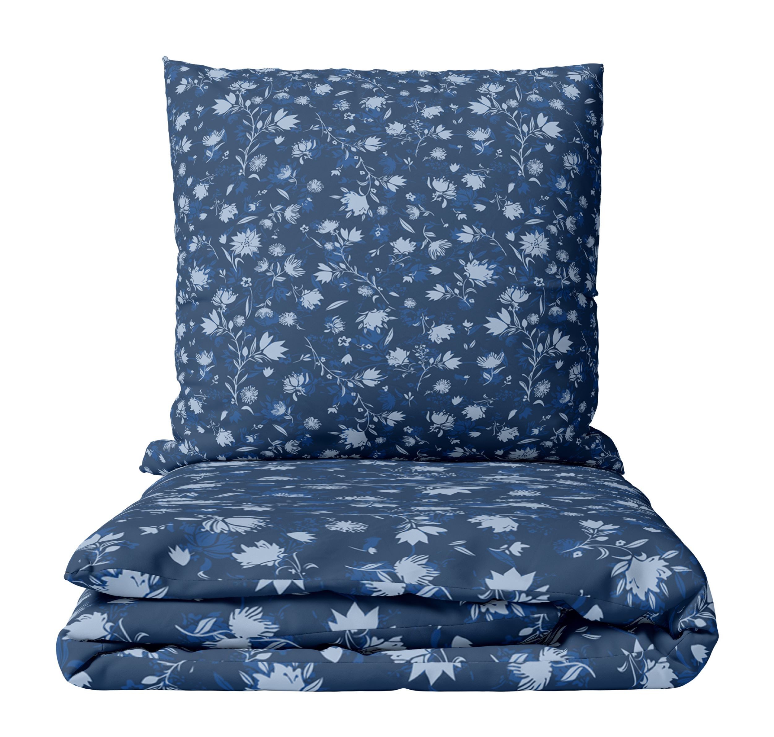 Leonado Vicenti Bettwäsche 135x200 cm warm und kuschelig, Fleece, 2 teilig, Geblümt in Blau Weiß, Blumen Design