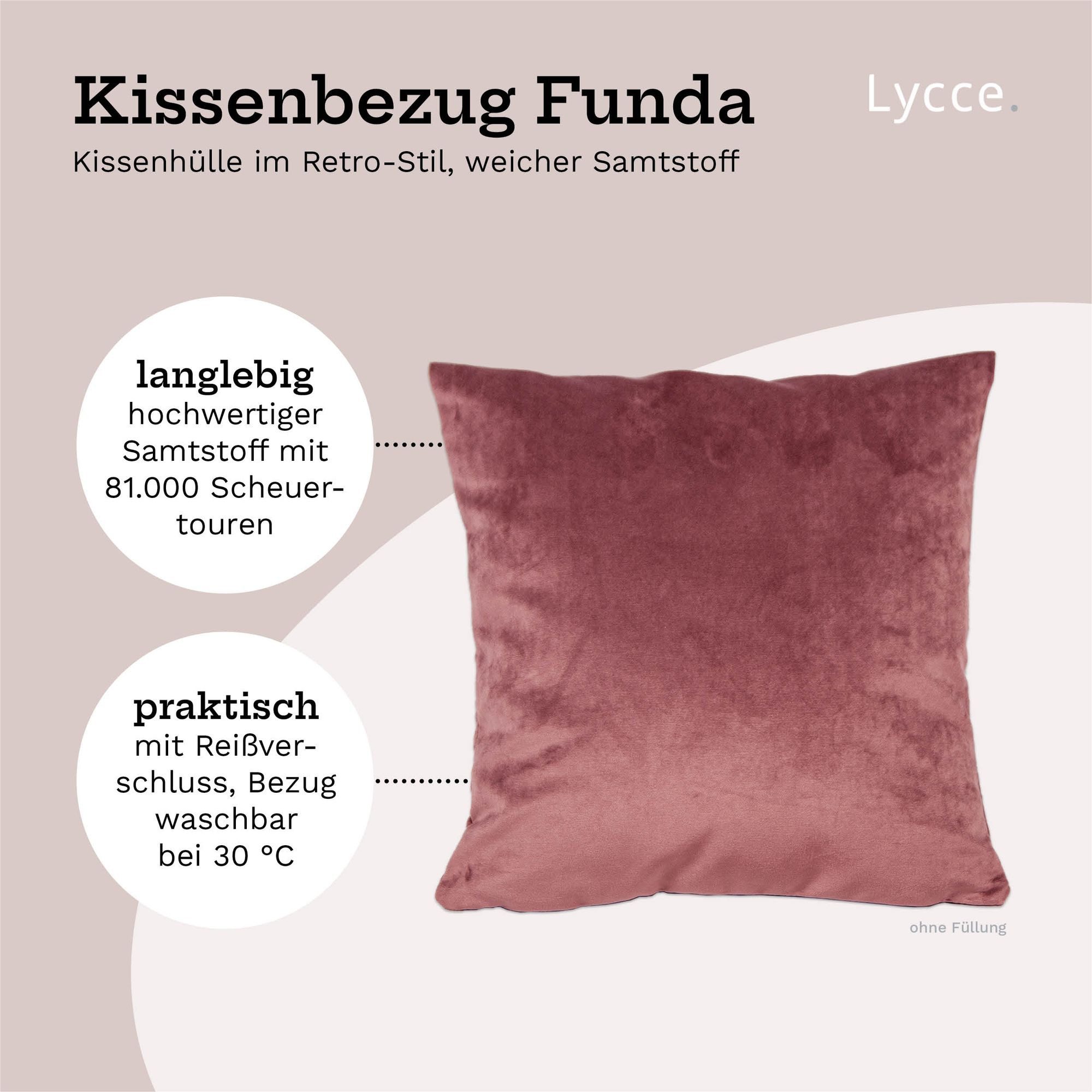 Lycce Dekokissen Kissenbezüge FUNDA Retro Samt Kissenbezug Kissenhülle rosé