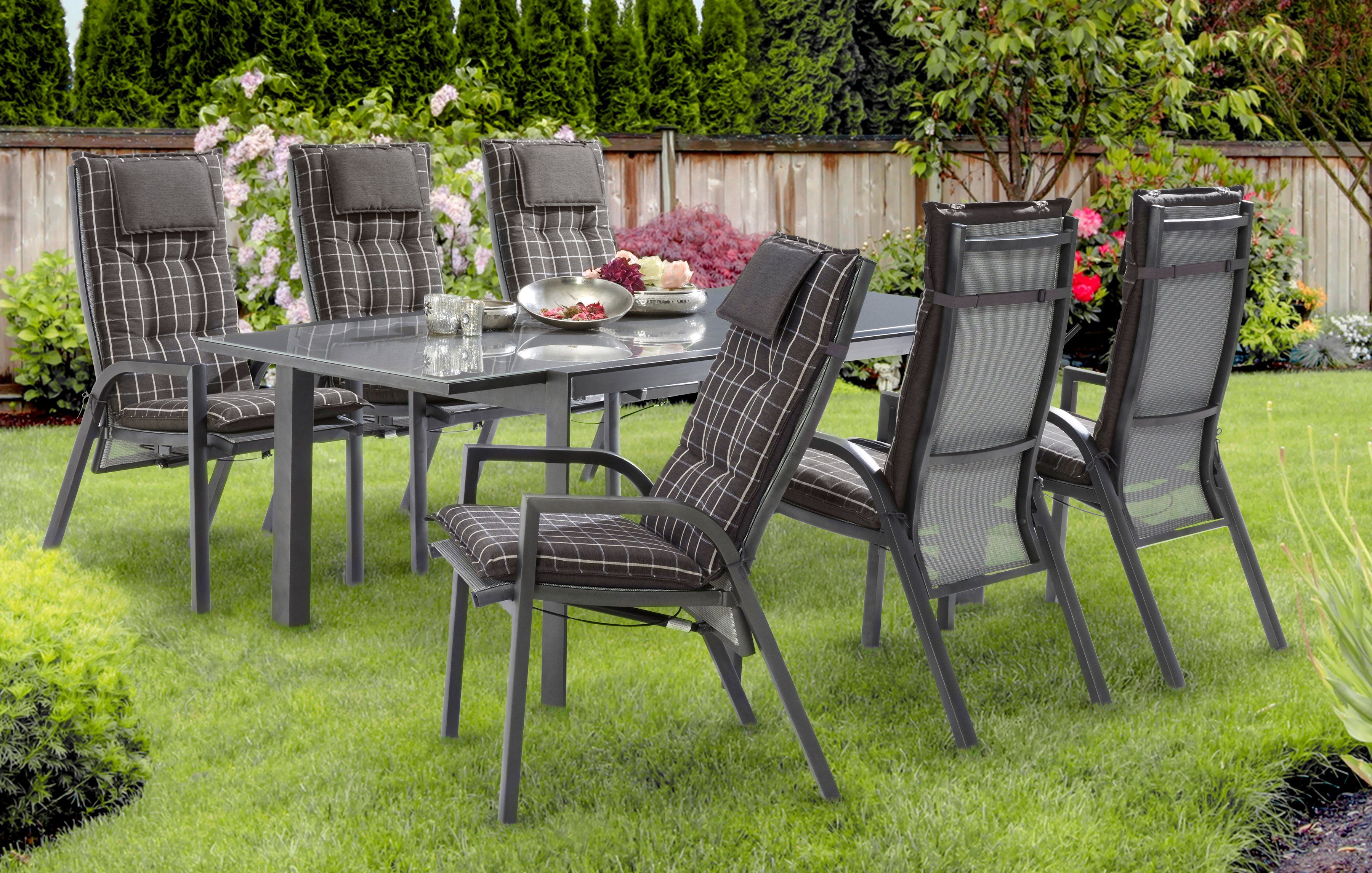 Remo St), Set, Gartenstuhl 2er silber MERXX Alu/Textil, (Set, 2 San verstellbar,