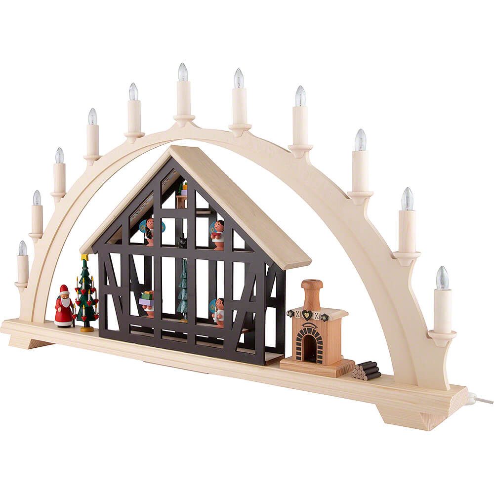 Spielwarenmacher Günther e.K. Schwibbogen Schwibbogen Weihnachtsmannhaus mit Pfefferküchlerei (76x42,5cm) von Sp