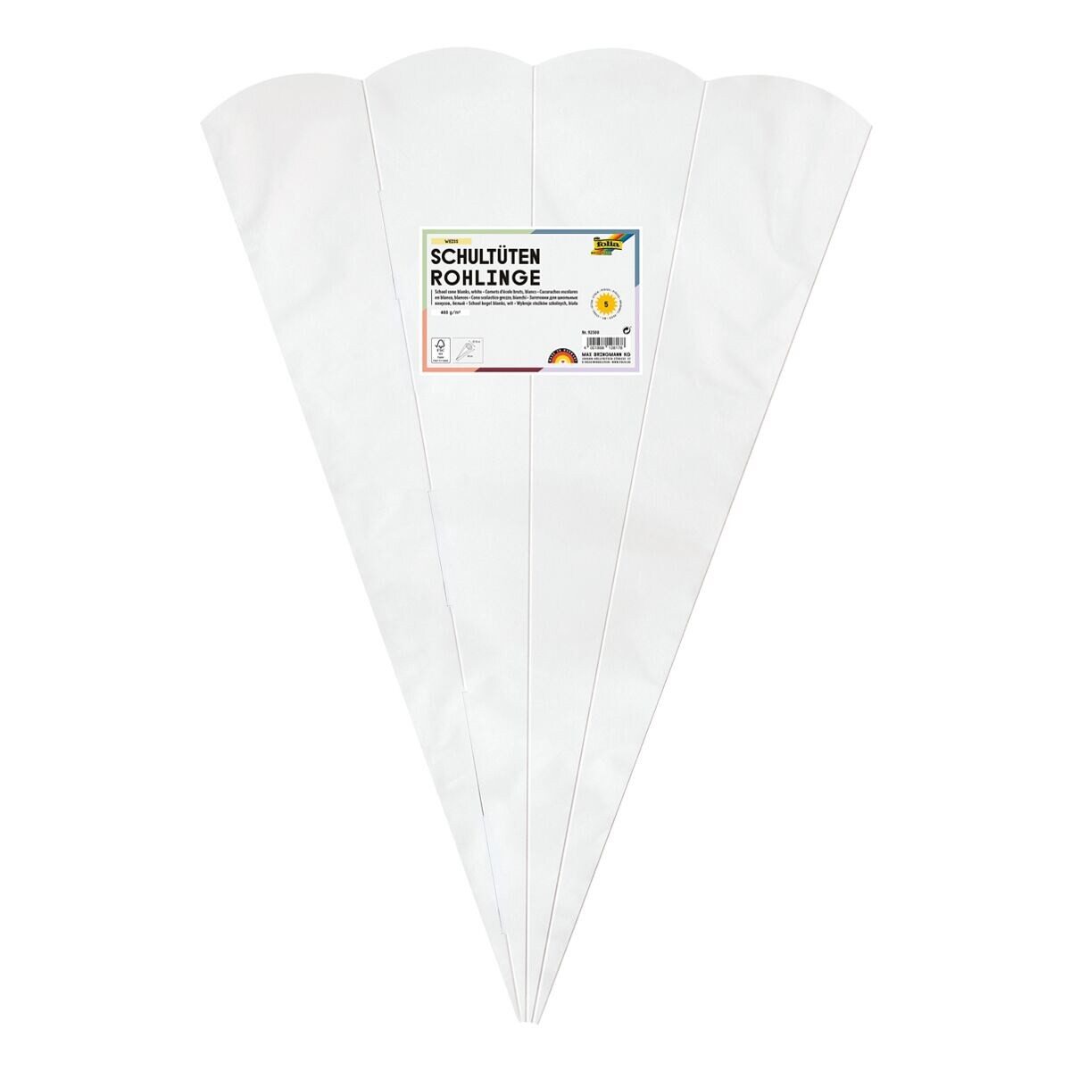 Folia Schultüte, 5x Rohlinge 68 cm
