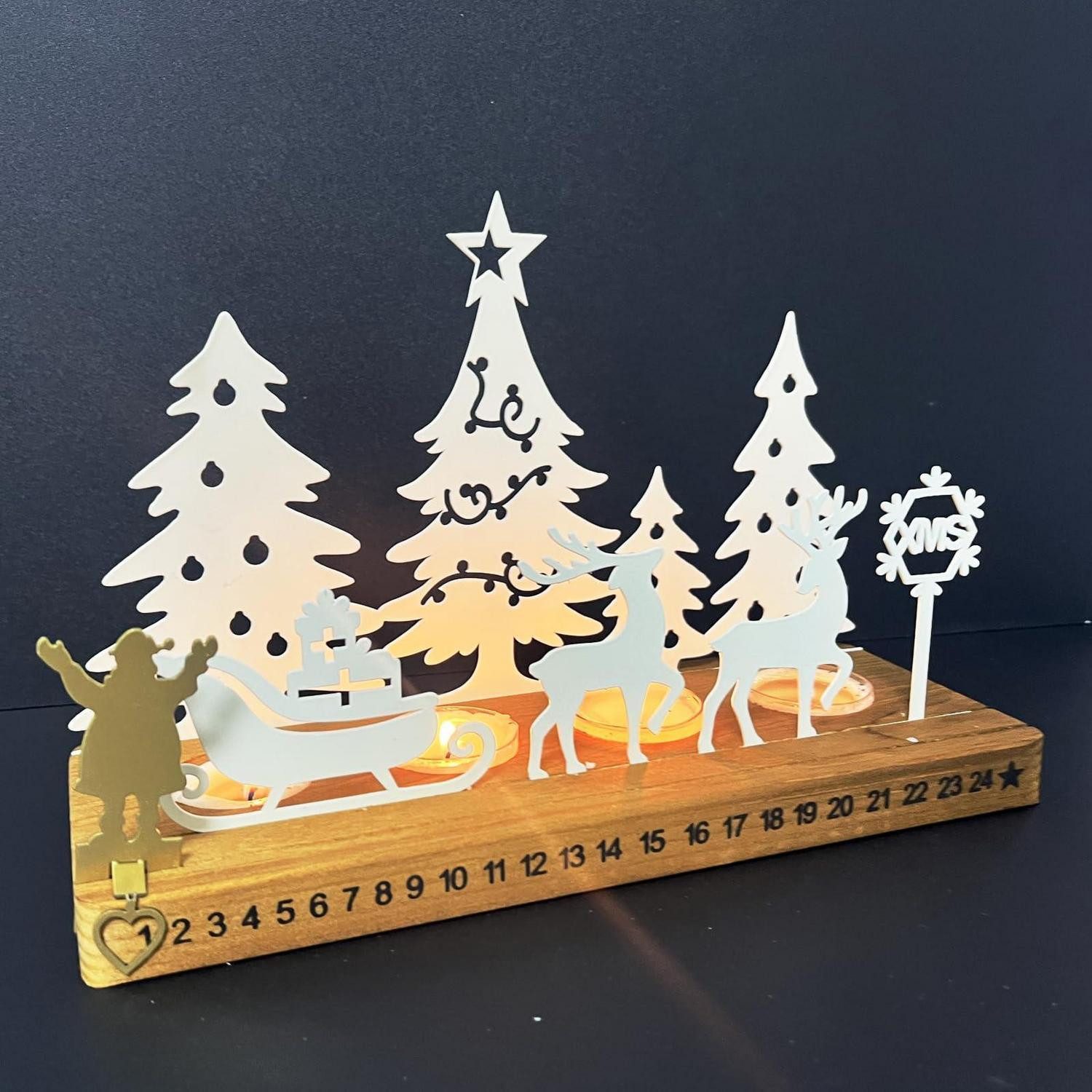 LuxusKollektion Adventsleuchter Adventskranz Kerzenhalter Countdown modern mit Weihnachtsmann (1 St)