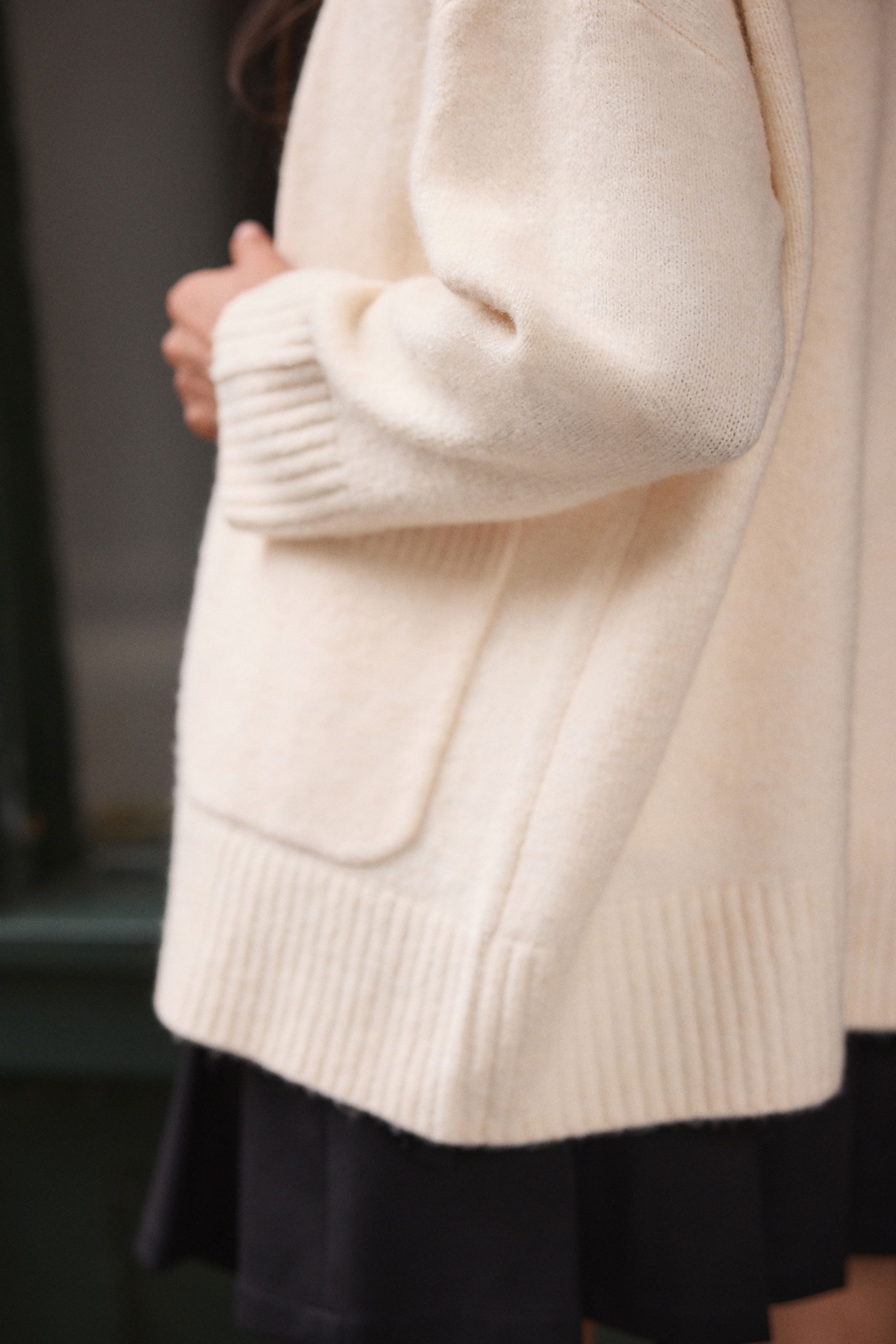 Next Strickjacke Strickjacke mit Schal (1-tlg)