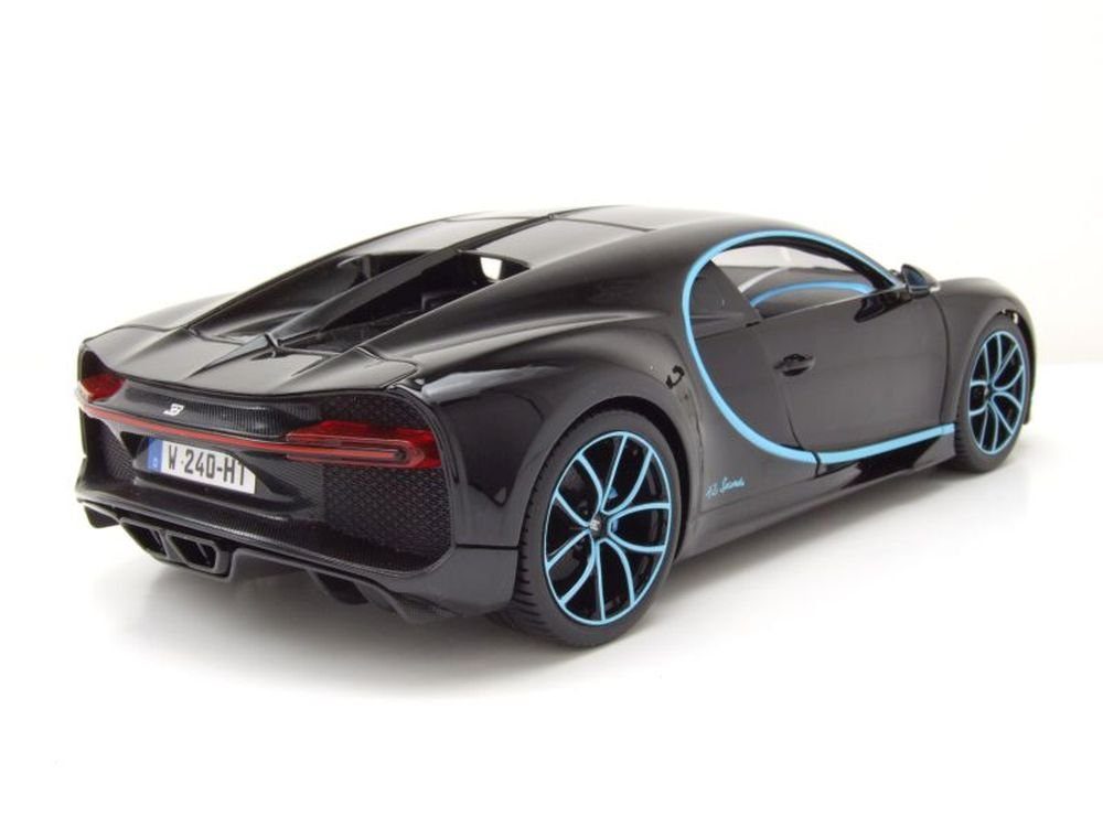 Bburago Modellauto Bugatti Chiron 42 Sekunden Weltrekord 2016 schwarz, Maßstab 1:18