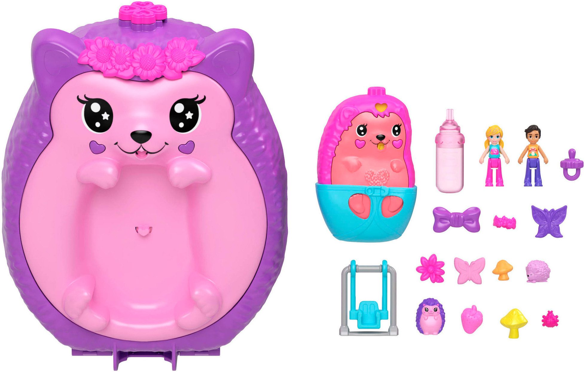 Polly Pocket Spielwelt Igel Mama Baby Schatulle