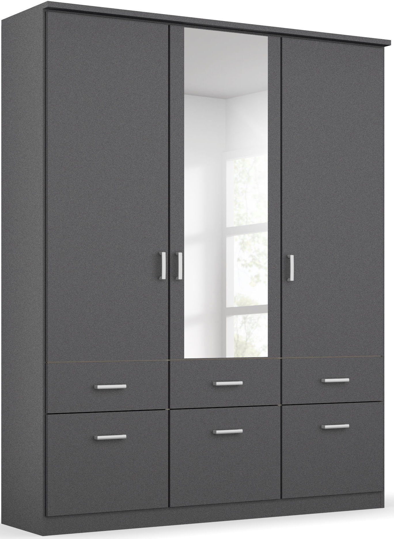 rauch Kleiderschrank Kleiderschrank Schrank Garderobe deckenhoher Schrank BREMEN (optional mit Spiegel, Breiten: 91/136/181 cm, Höhe: 199 cm) in vielen Farbvariationen, inkl. Kranzblende MADE IN GERMANY