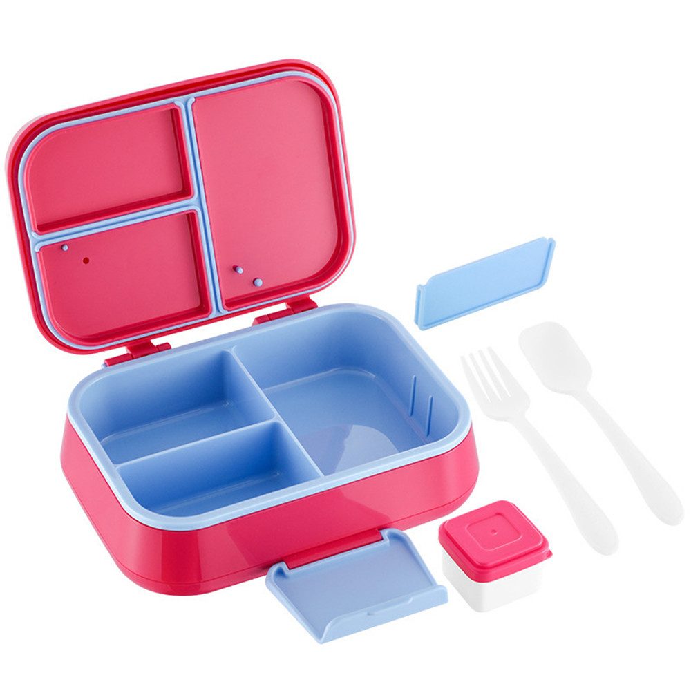Lunchbox Brotdose mit 3 Fächern + Soßenschale, 1145ml Bento Box mit Besteckset