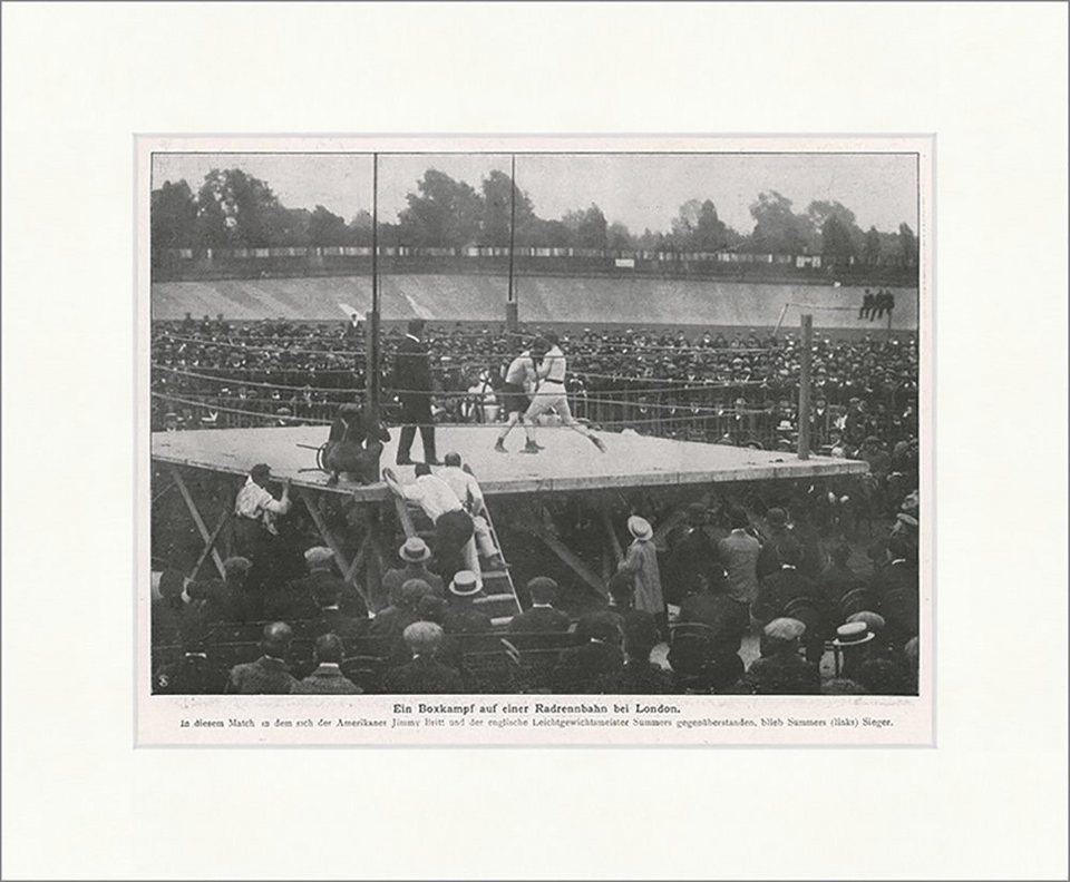 Kunstdruck Ein Boxkampf auf einer Radrennbahn bei London 1909 Ring