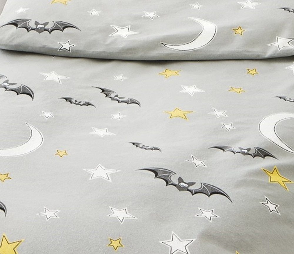 JACK Kinderbettwäsche JACK by Bierbaum Kinder Biber Fledermaus Bettwäsche 2 tlg. 135x200cm, Biber, 2 teilig, Kinderbettwäsche mit tollem Motiv, Sterne, Mond, Gr – Bild 3 von 5