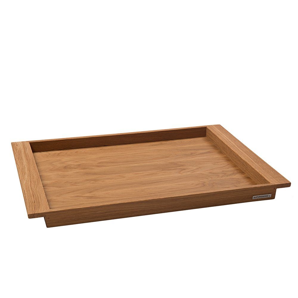 NATUREHOME Tablett Holztablett Eiche NH-E versch. Größen, Eichenholz, (44x28x4cm / 55x36x4cm / 64x43x4 cm), Handarbeit, Nachhaltiges Massivholz, Design-Arbeit
