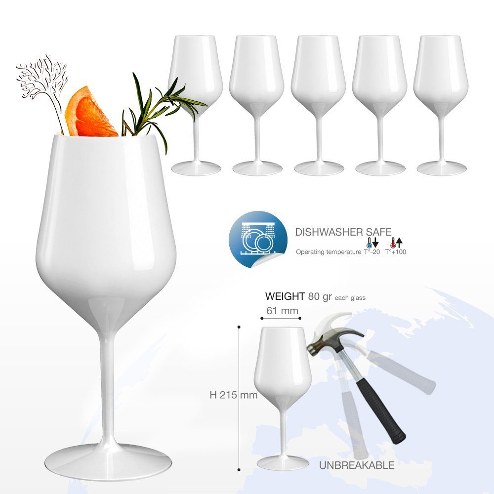 Doimoflair Weinglas DoimoFlair Weingläser aus Kunststoff bruchsicher Plastik, 6-tlg.