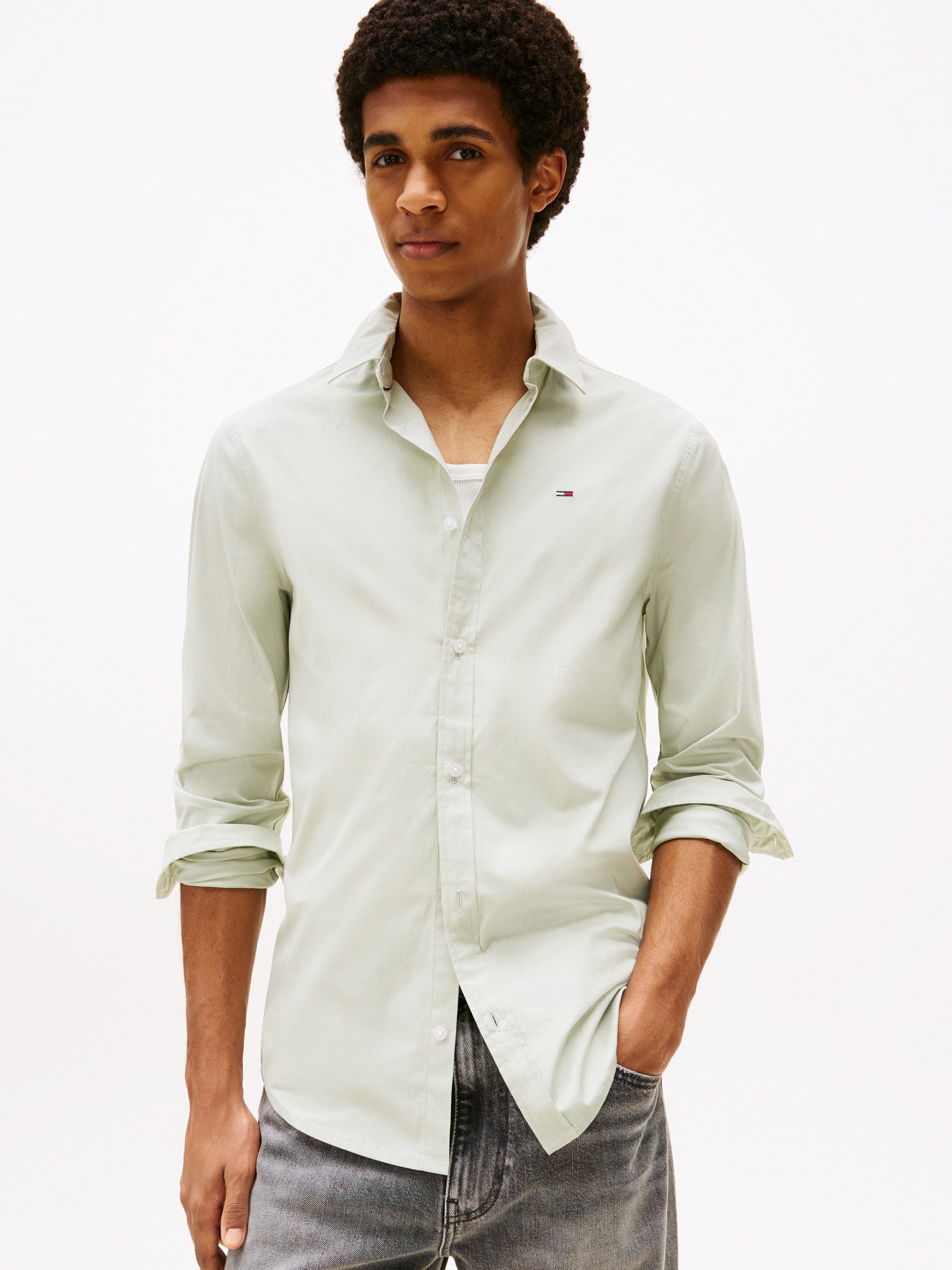 Tommy Jeans Langarmhemd Sabim Stretch Hemd Shirt Stretch Hemd, Premium, Slim Fit, mit Elasthan